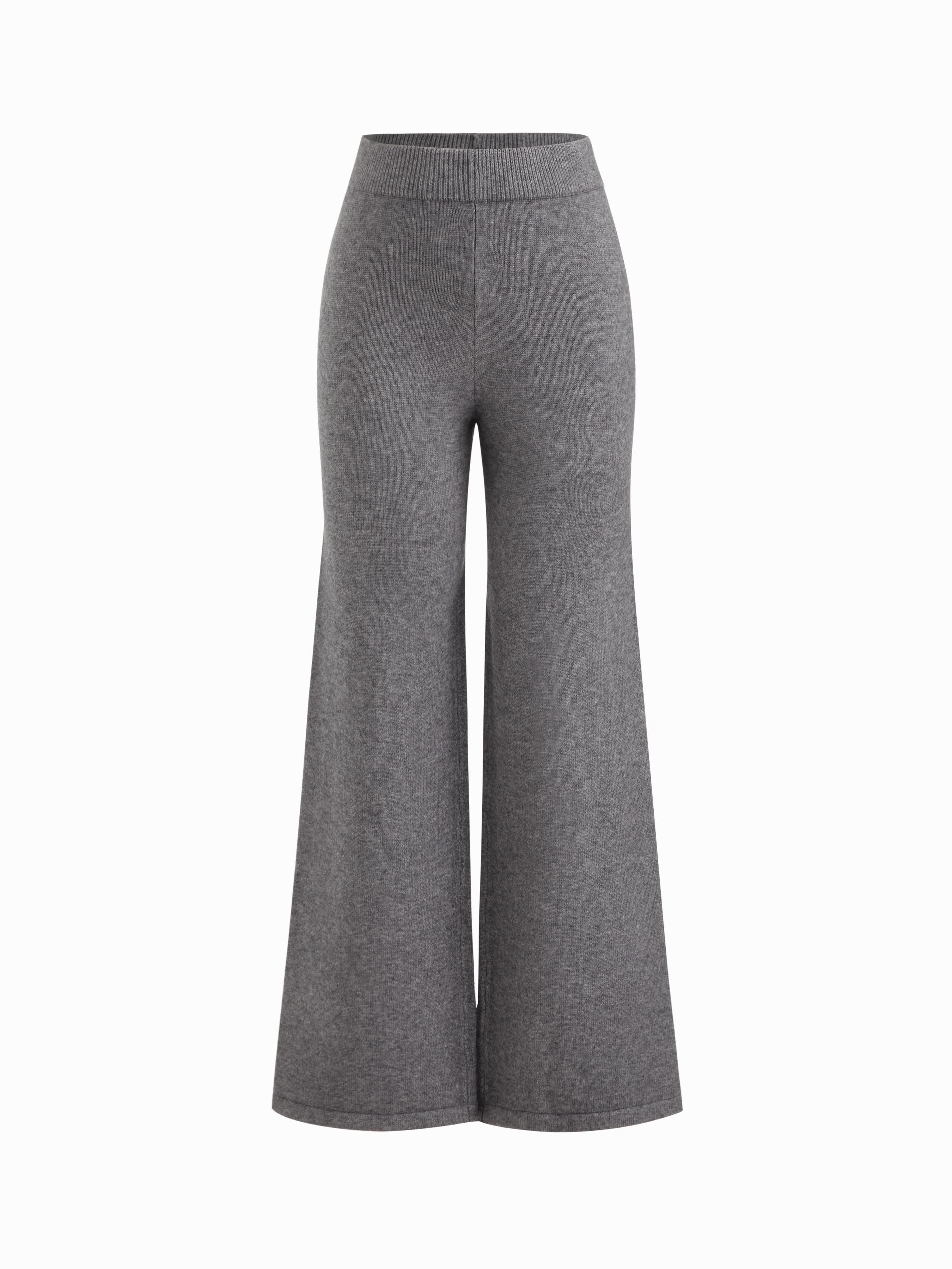 Pantalones de punto de mezcla de lana, a media altura y cintura elástica, abiertos by CIDER