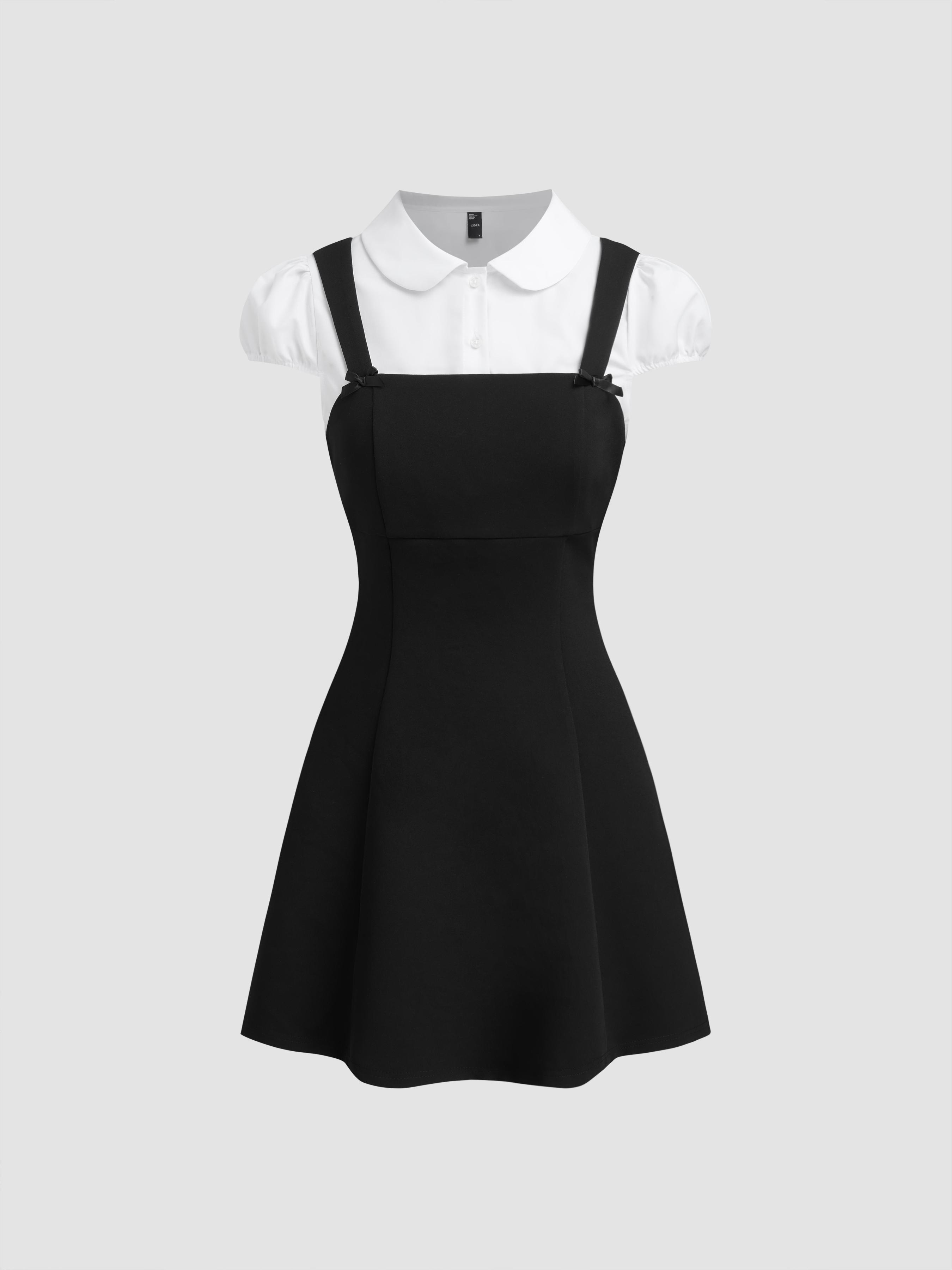 Peter Pan Collar Bowknot Two Tone Mini Dress by CIDER