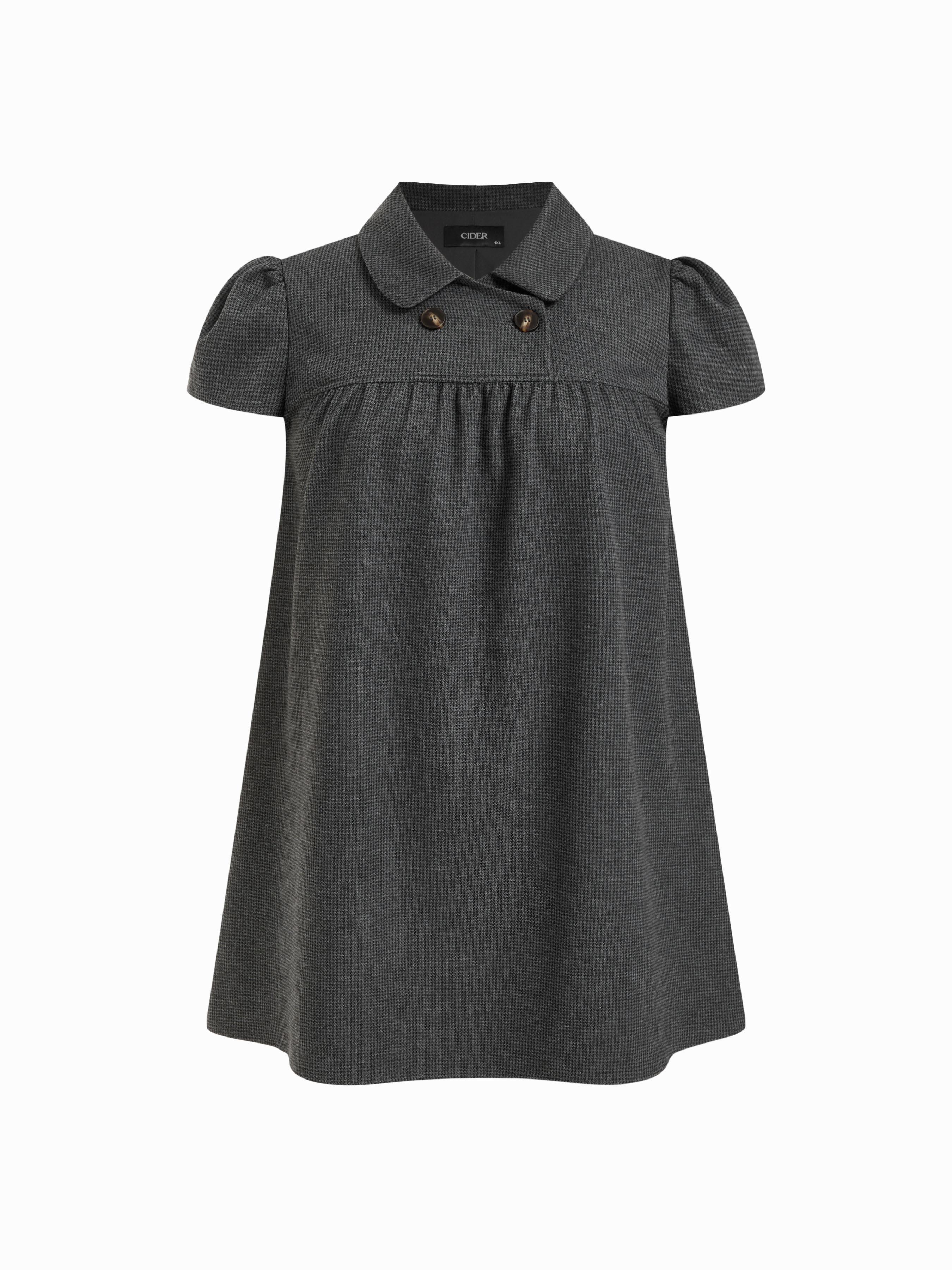Peter Pan Collar Houndstooth Button Mini Dress Curve & Plus by CIDER