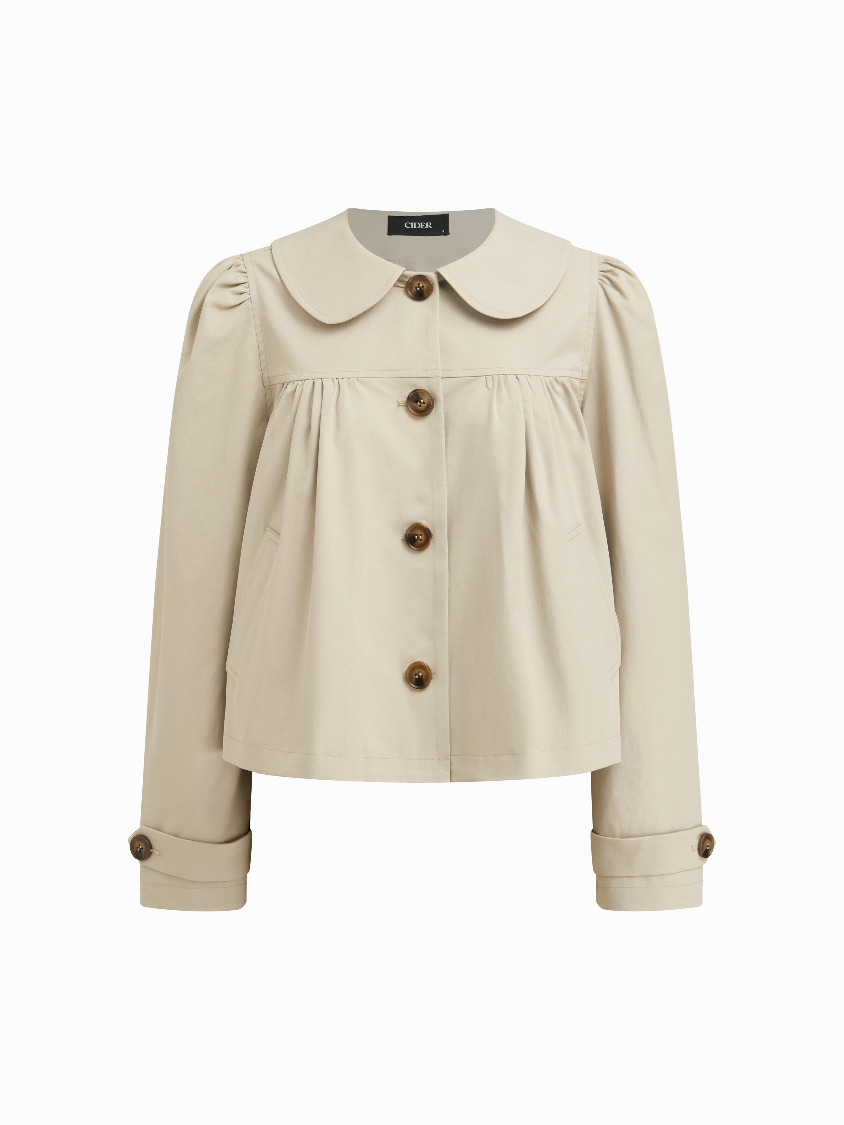 Peter Pan Collar Ruched Oversized Jacket by CIDER