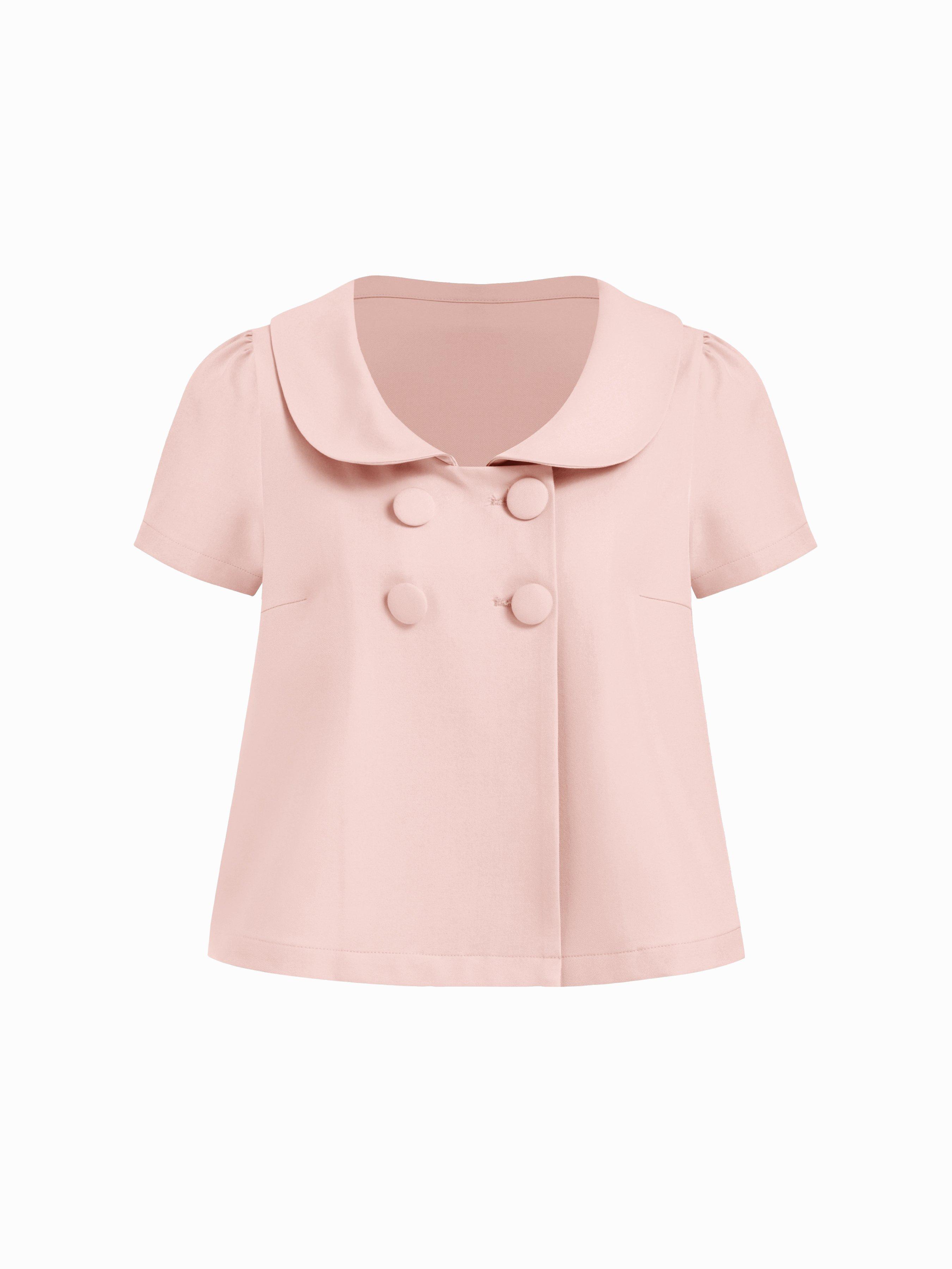 Peter Pan Collar Short Sleeve Blouse by CIDER