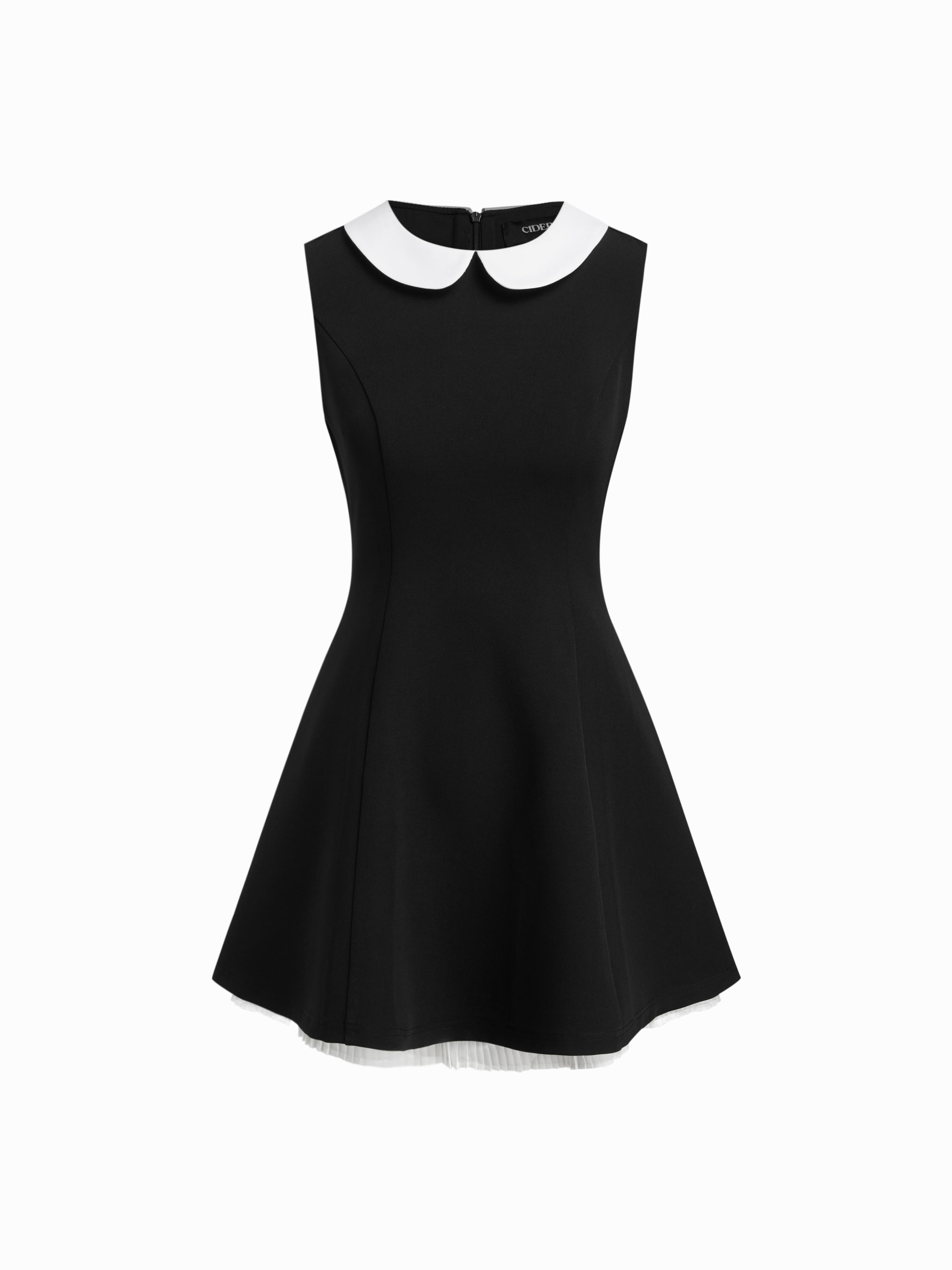 Peter Pan Collar Two Tone Pleated Mini Dress by CIDER
