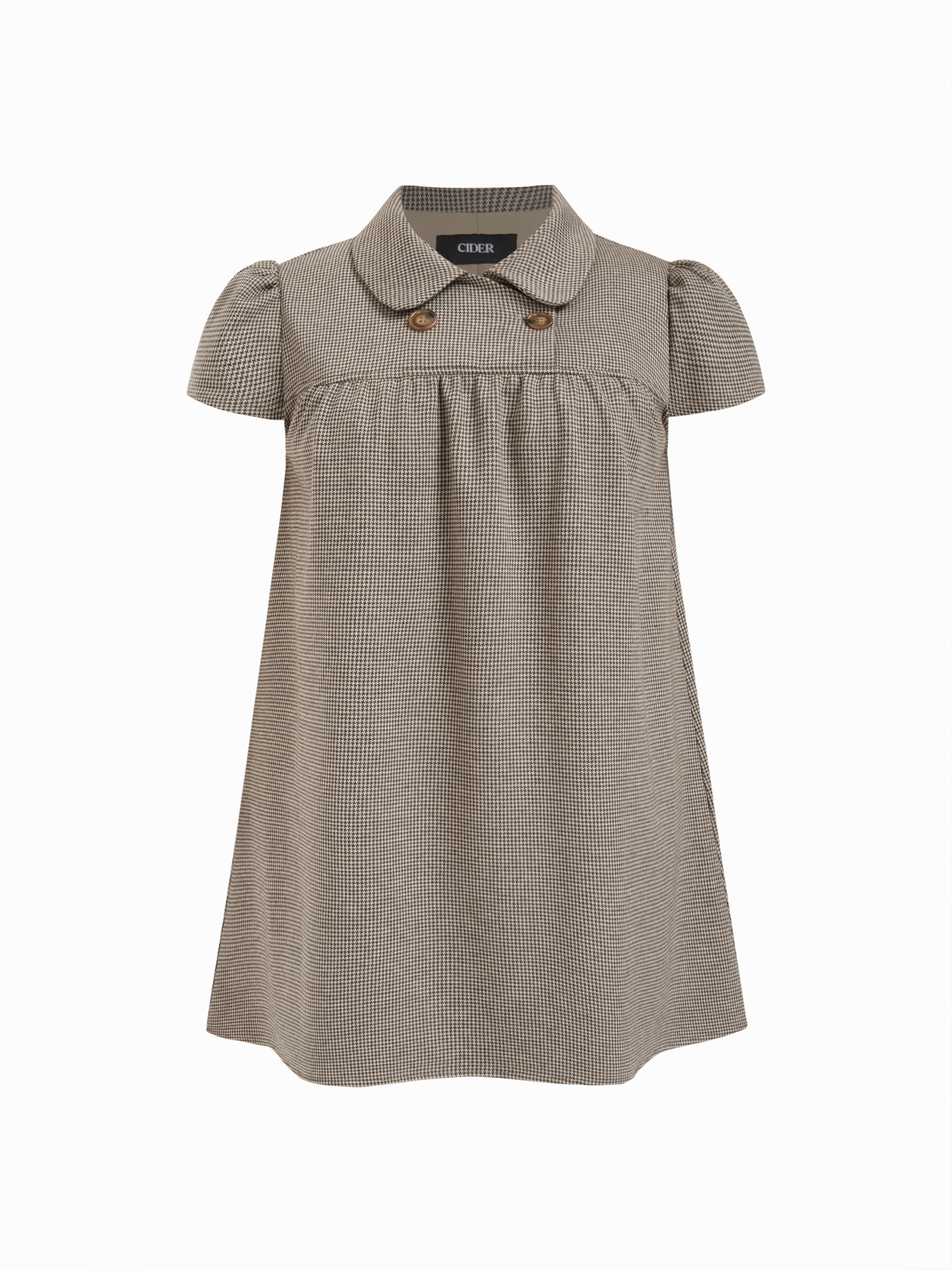Peter-Pan-Kragen Houndstooth Knopf Mini Kleid Kurve & Plus by CIDER