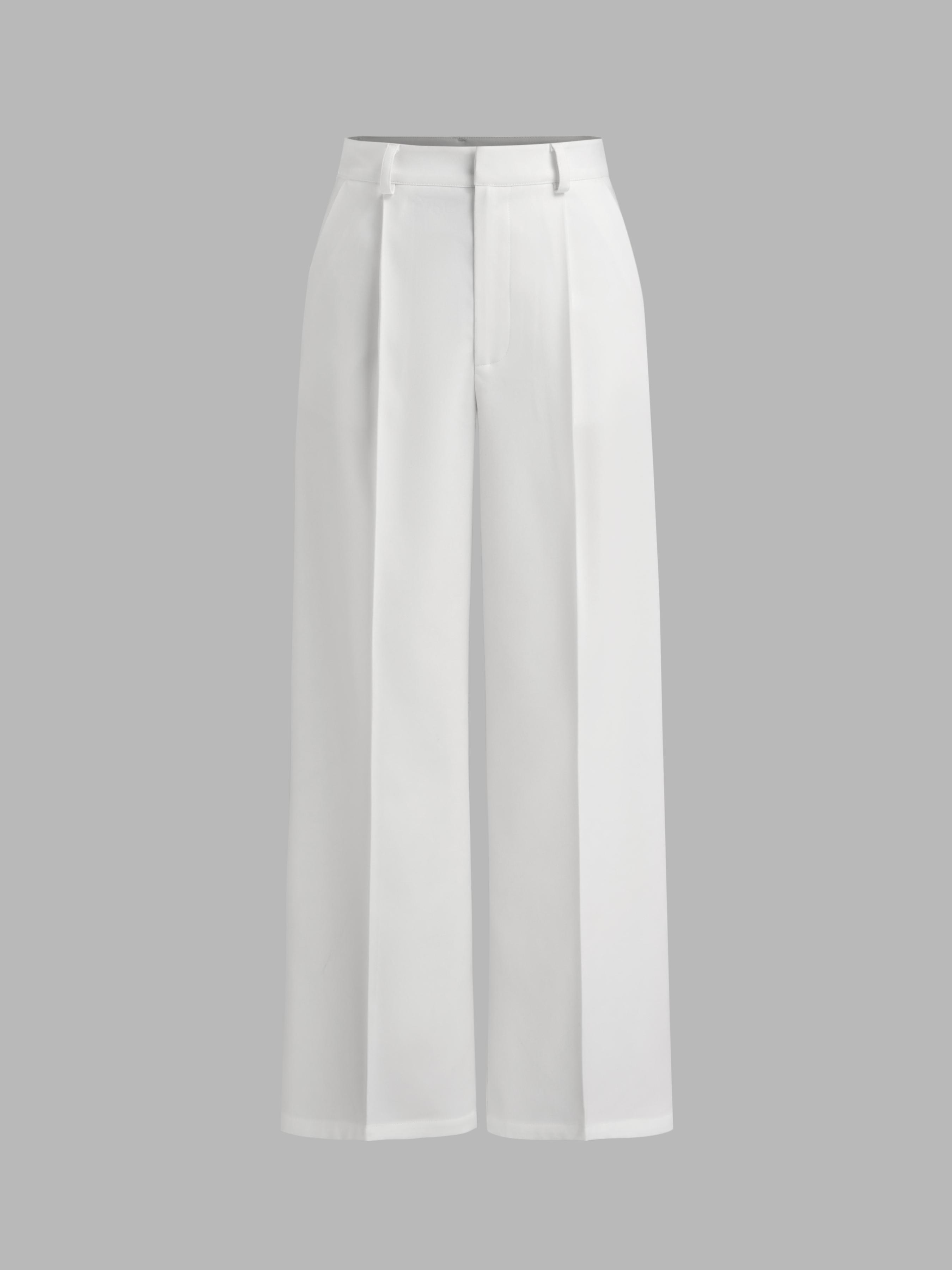 Petite Mid Rise Pleated Straight Leg Pants by CIDER