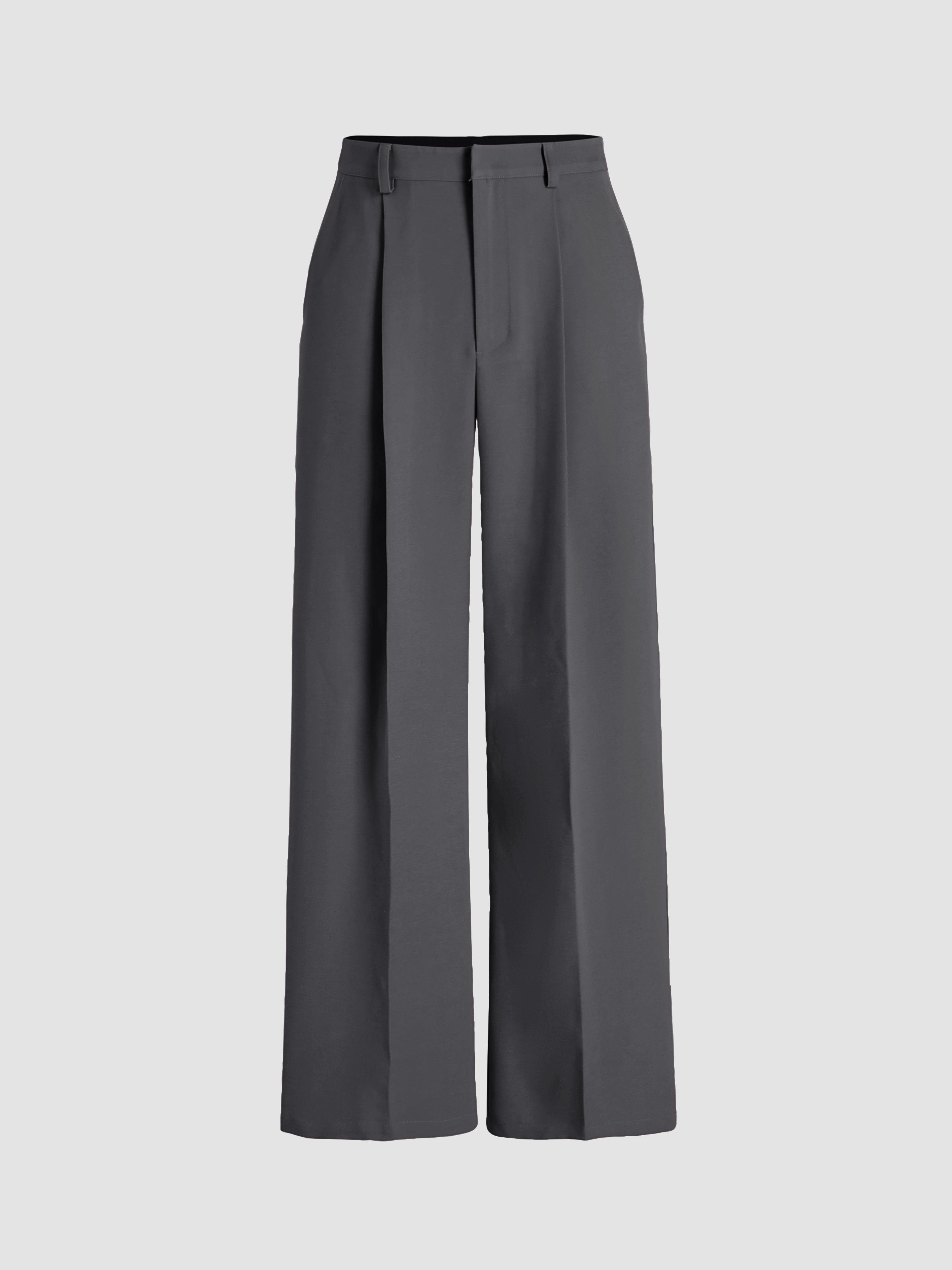 Petite Mid Rise Pleated Straight Leg Pants by CIDER