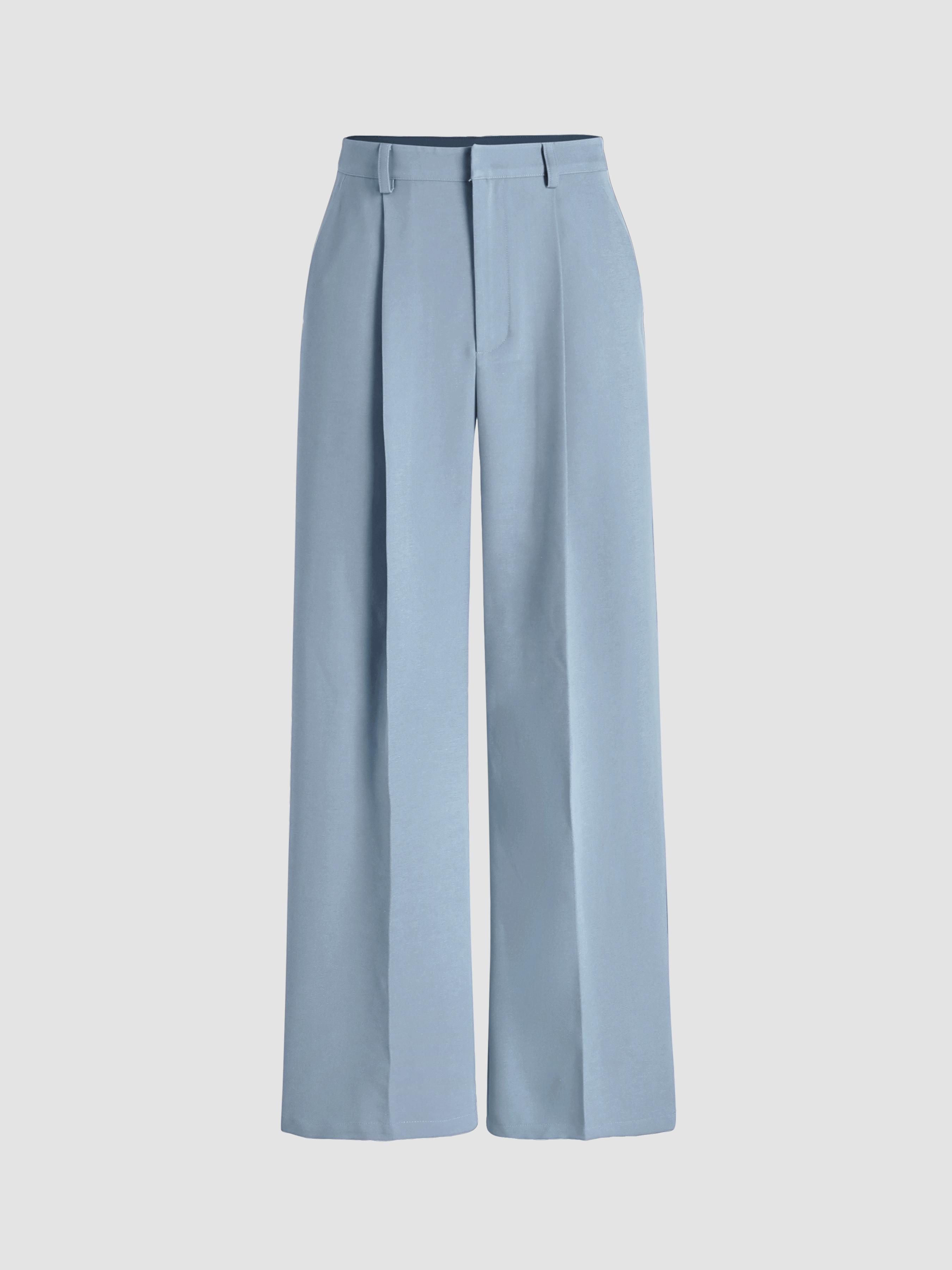 Petite Mid Rise Pleated Straight Leg Pants by CIDER