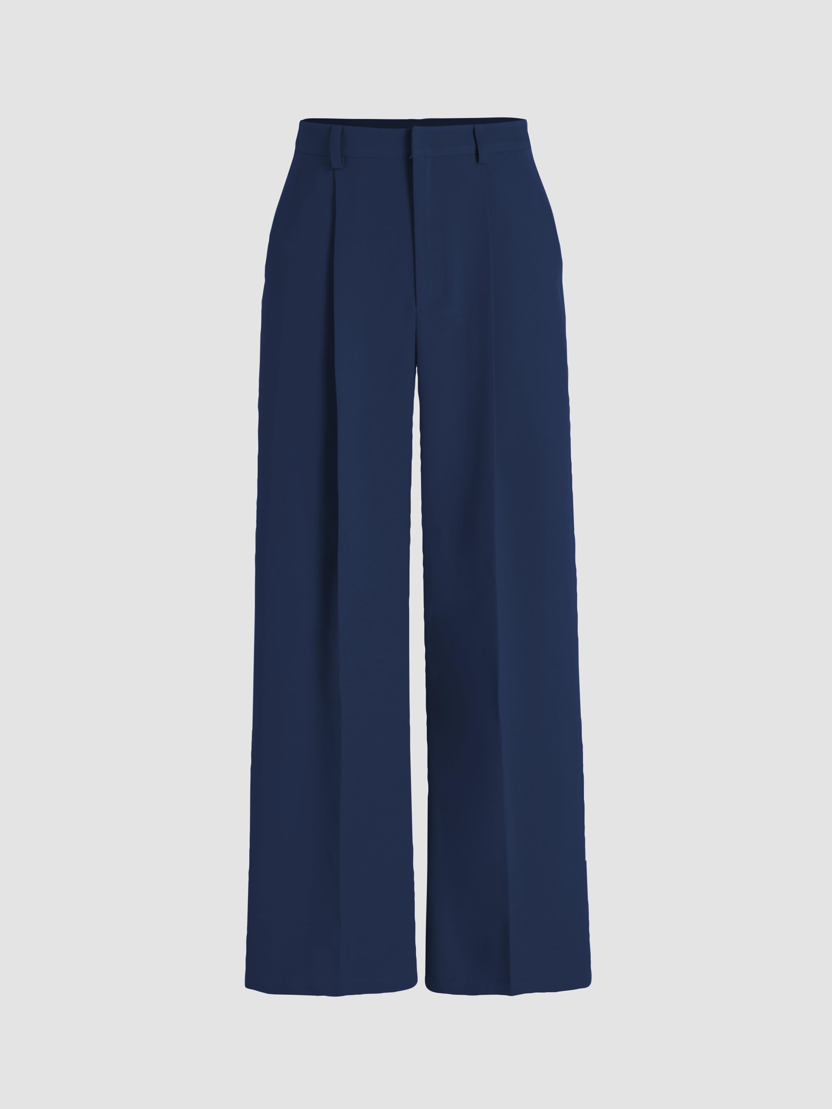 Petite Mid Rise Pleated Straight Leg Pants by CIDER