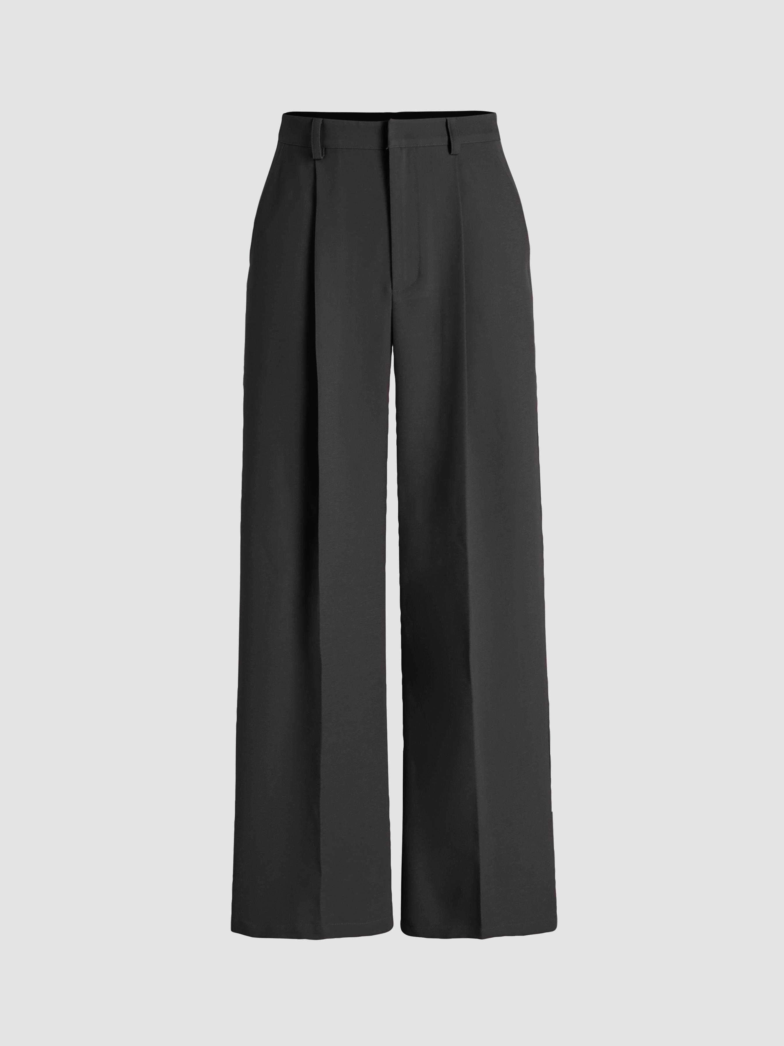 Petite Mid Rise Pleated Straight Leg Pants by CIDER