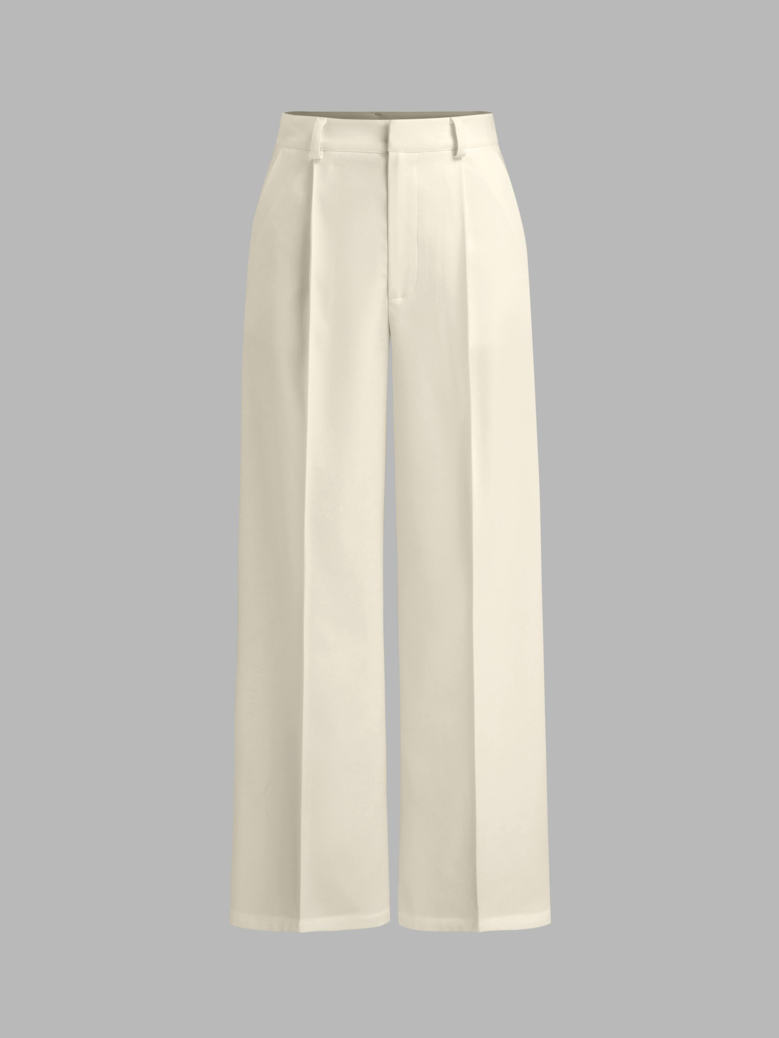 Petite Mid Rise Pleated Straight Leg Pants by CIDER