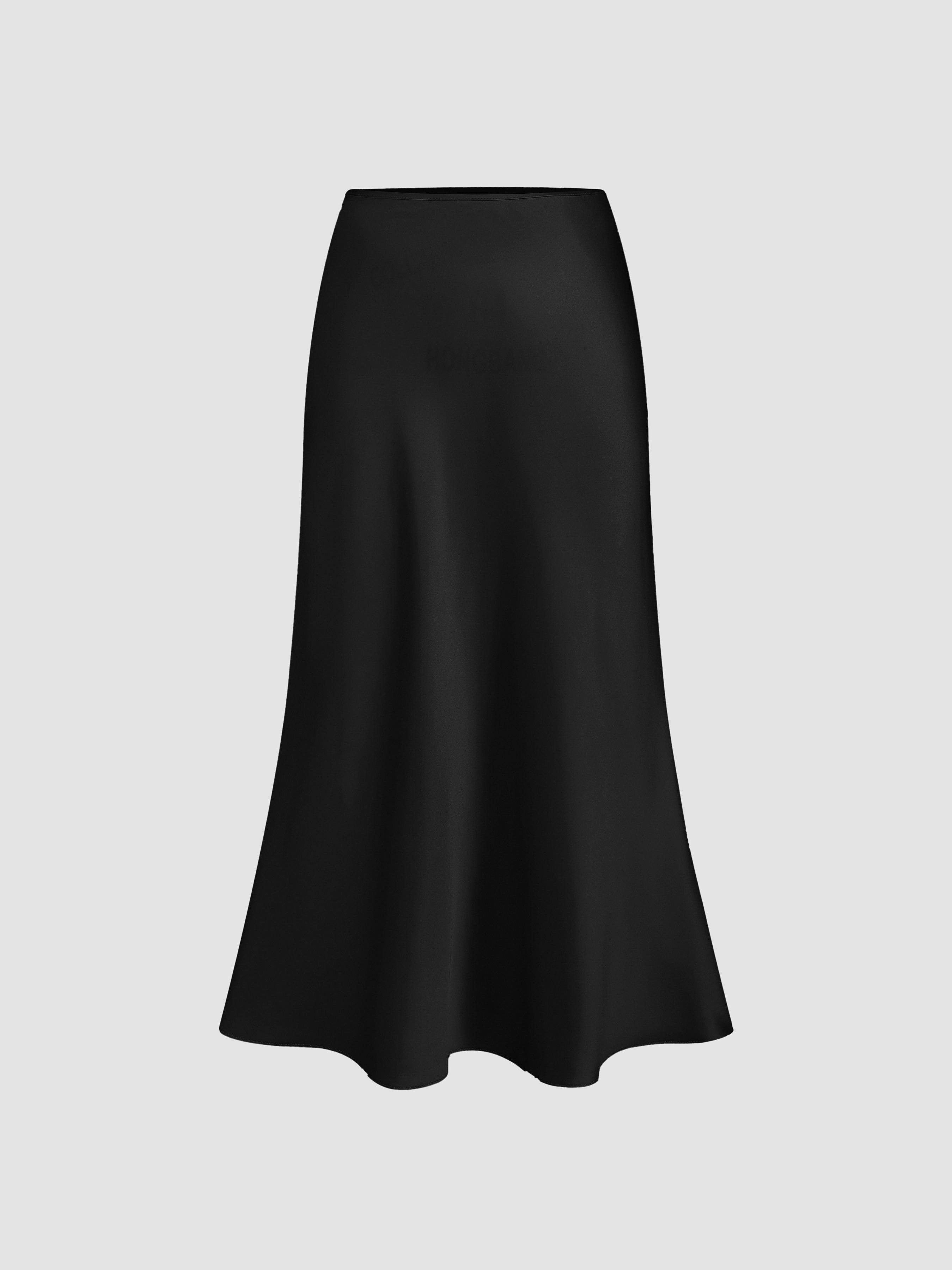 Petite Satin Ruffle Bias Cut Midi Skirt by CIDER