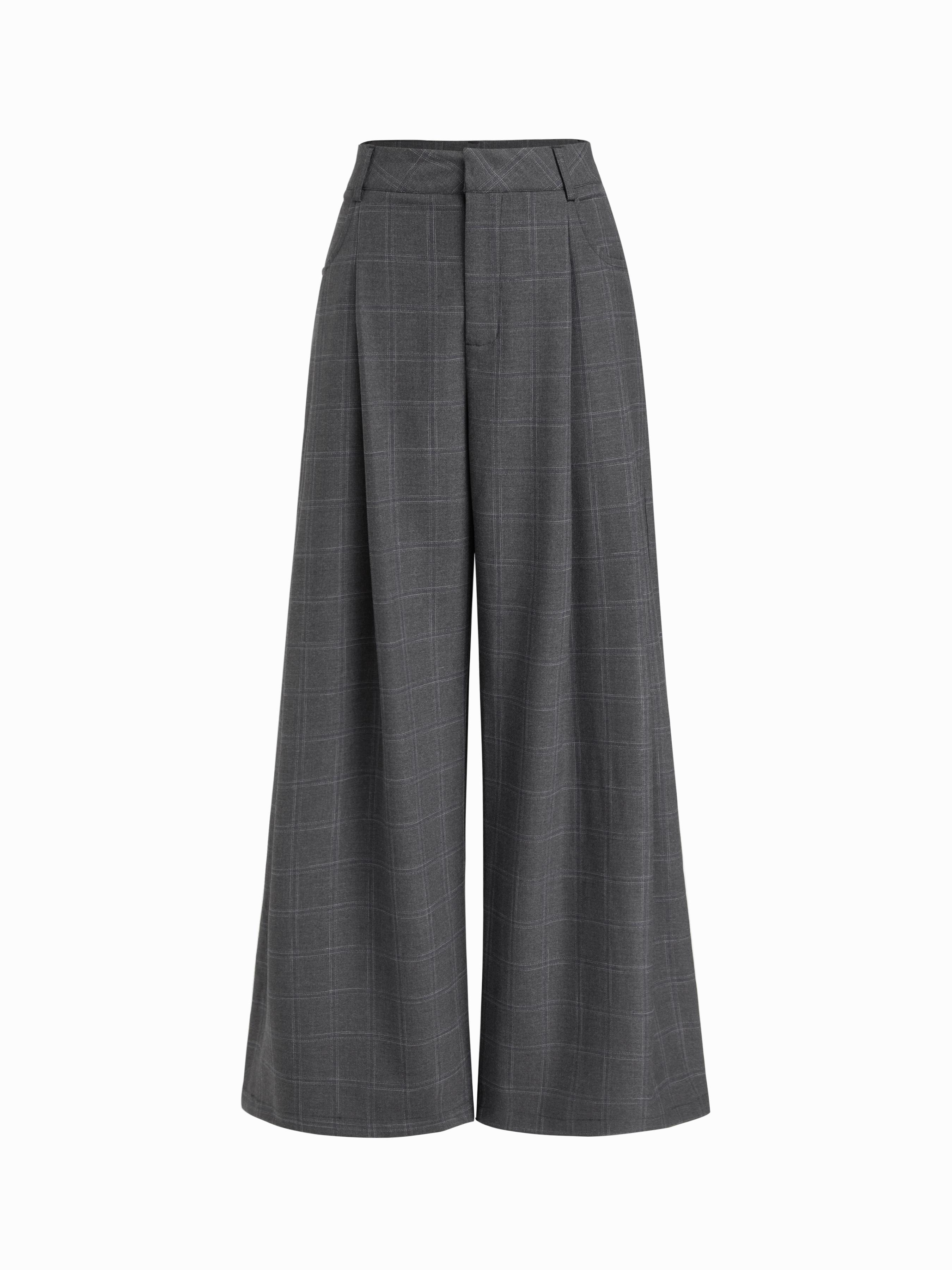 Plaid Low Rise Wide Leg Trousers by CIDER