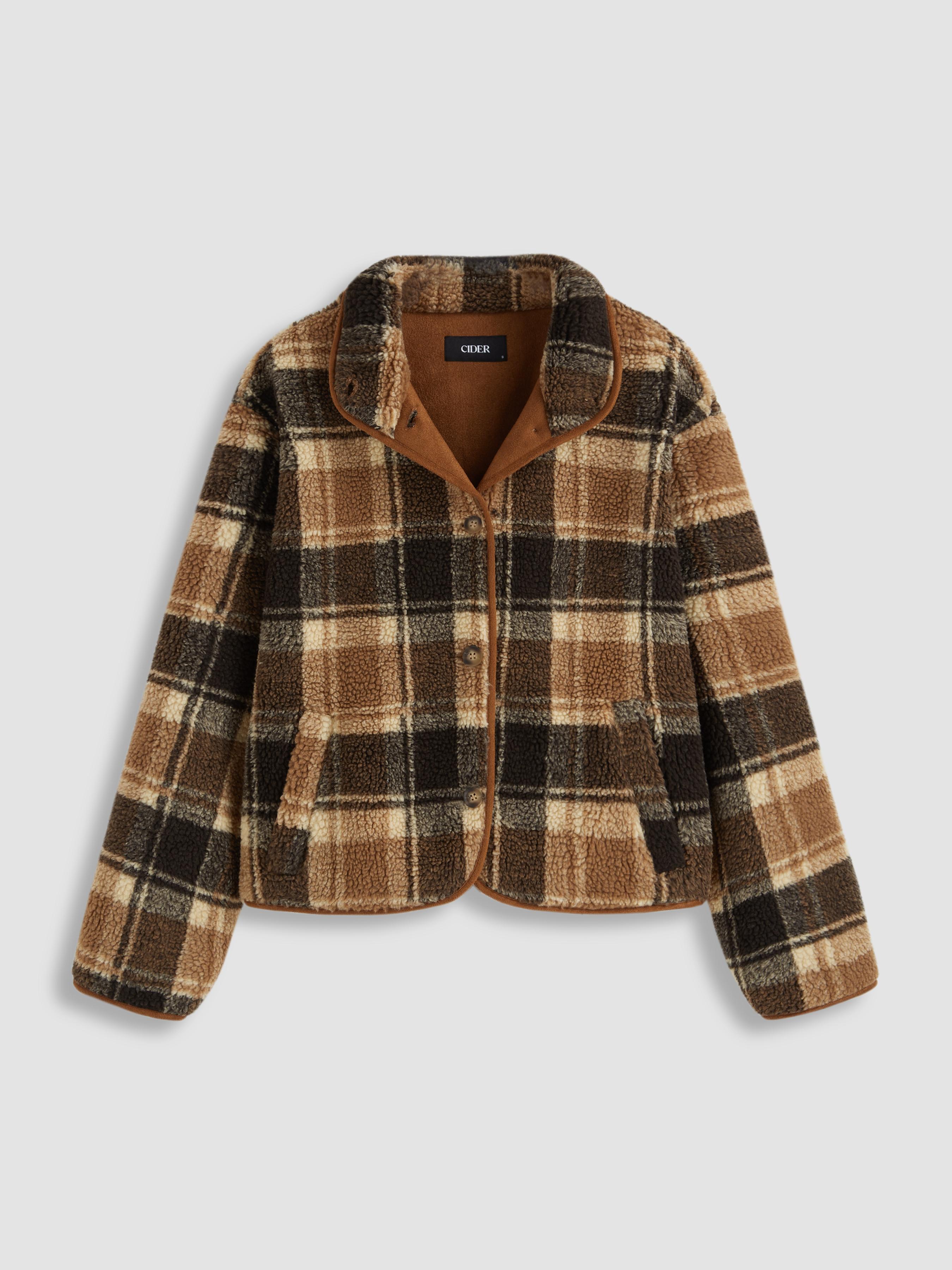 Plaid Teddy Fleece Jacket by CIDER