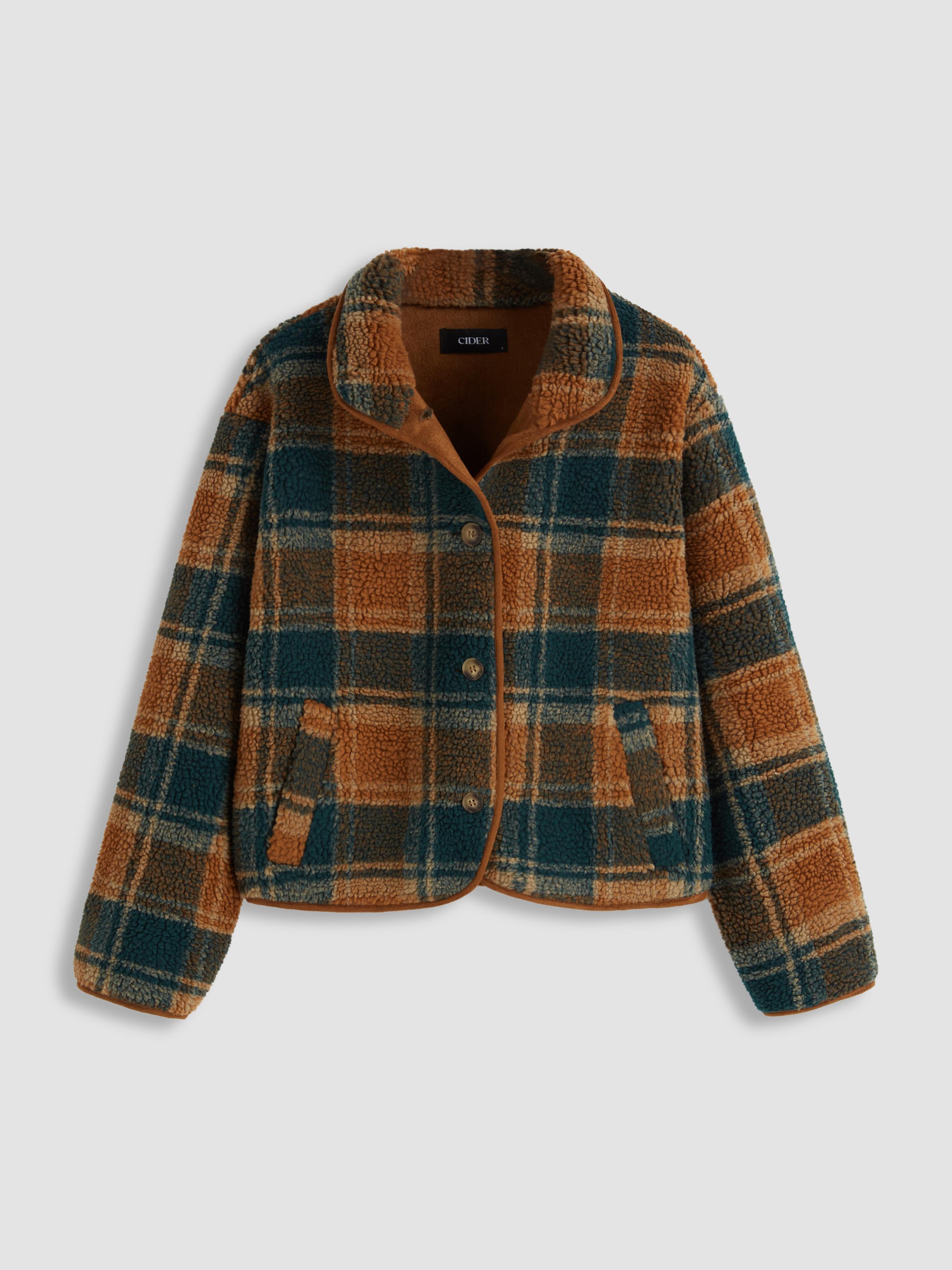 Plaid Teddy Fleece Jacket by CIDER