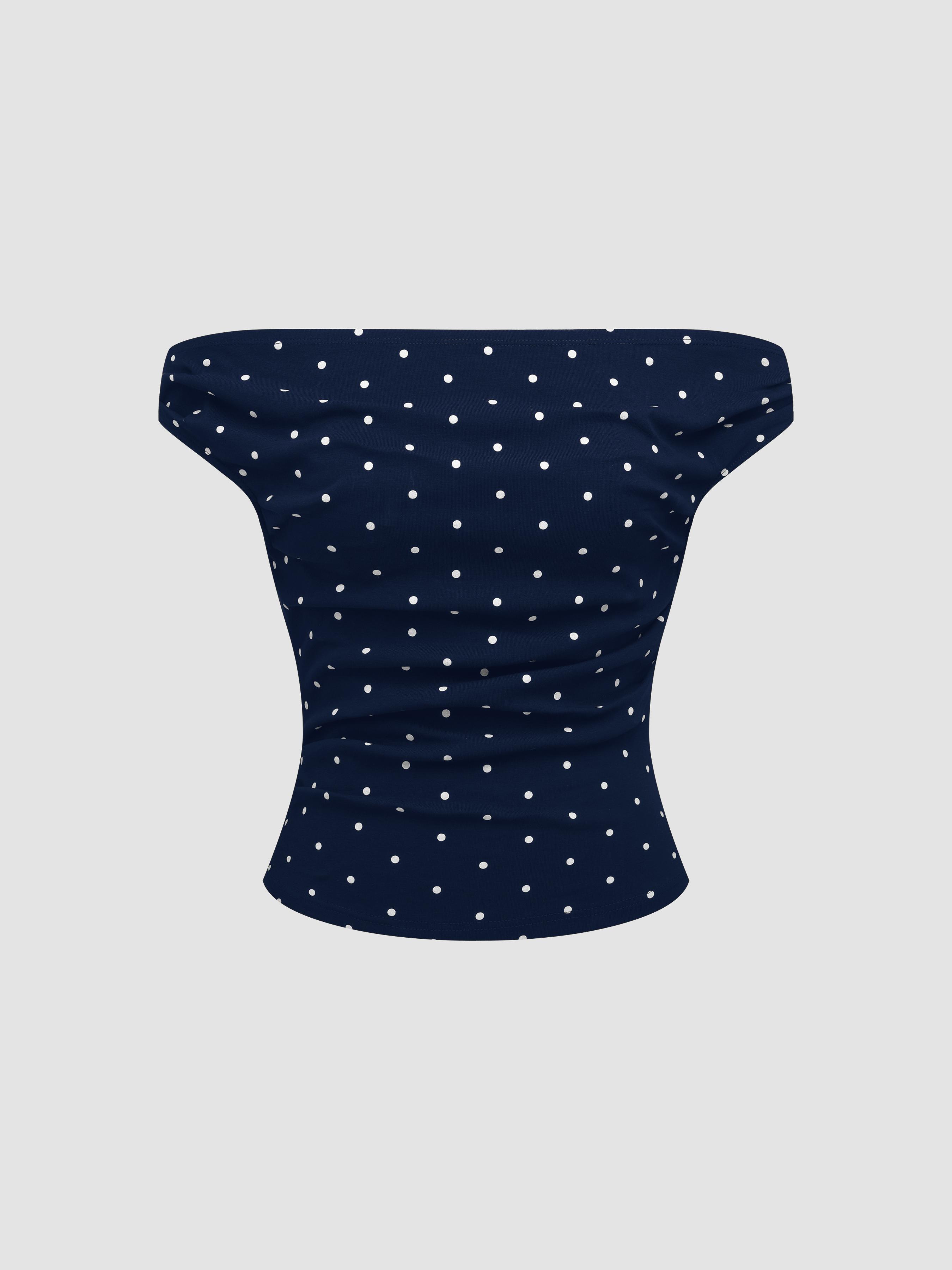 Polka Dot Ruched Top by CIDER
