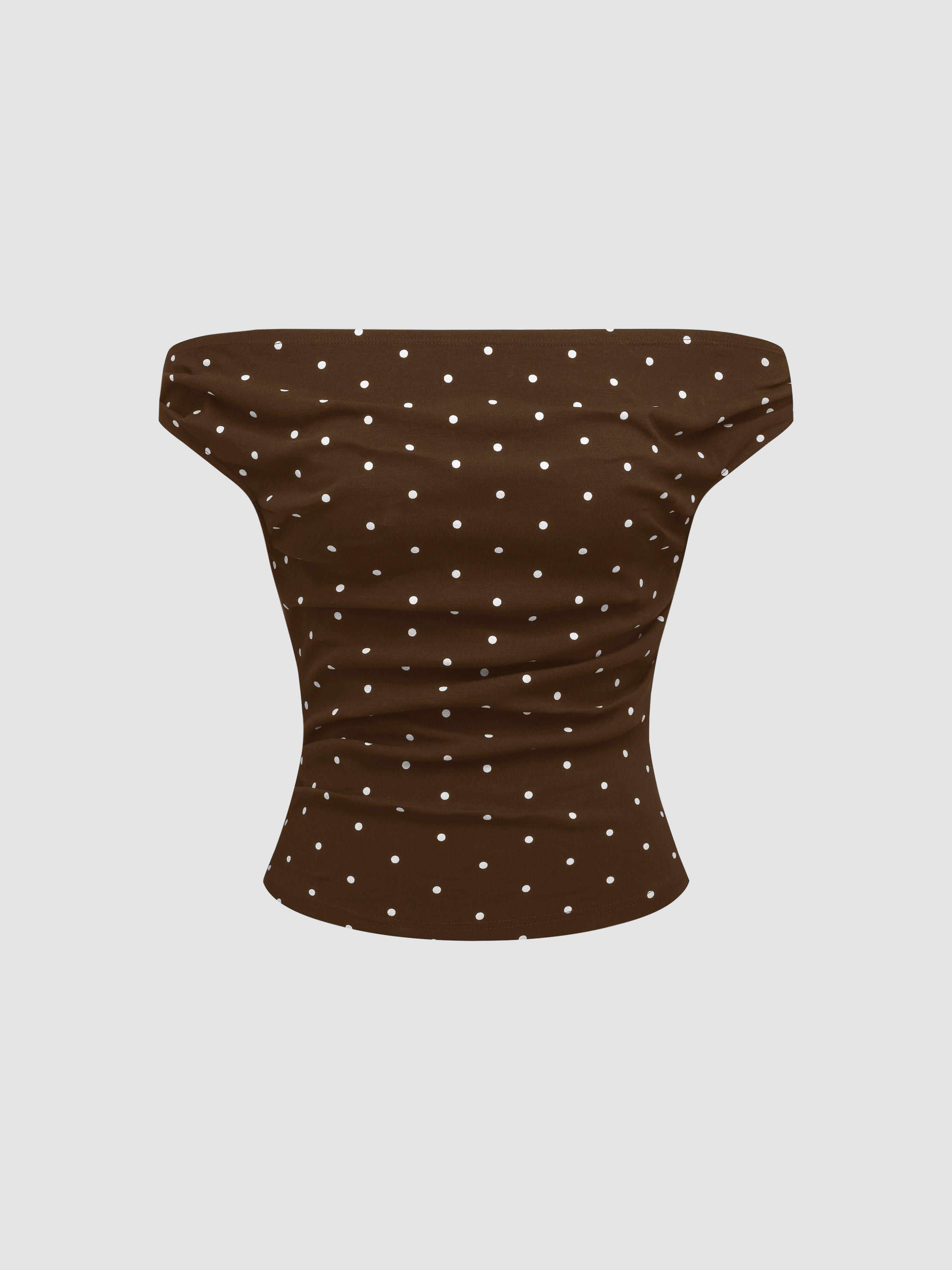 Polka Dot Ruched Top by CIDER