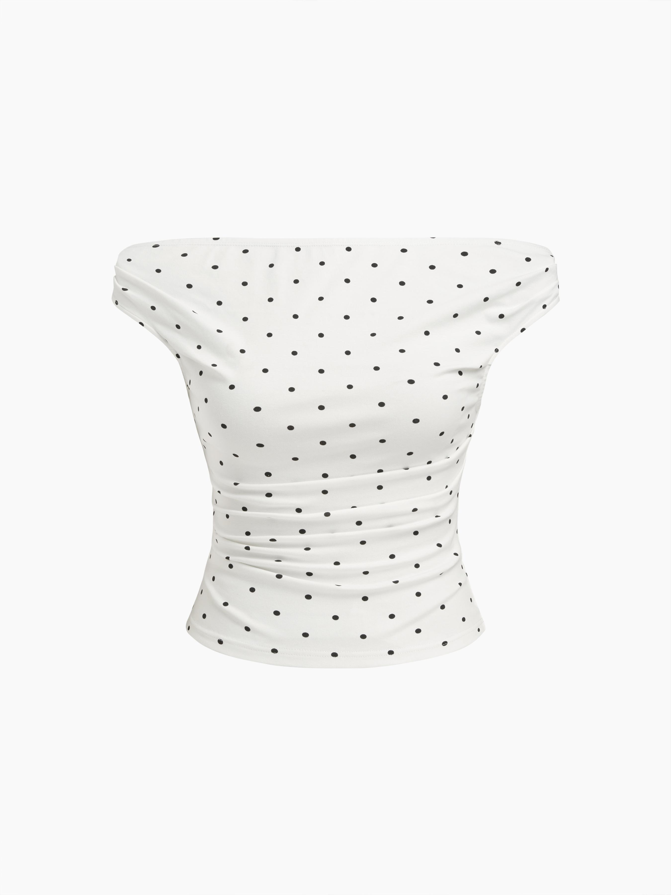 Polka Dot Ruched Top by CIDER