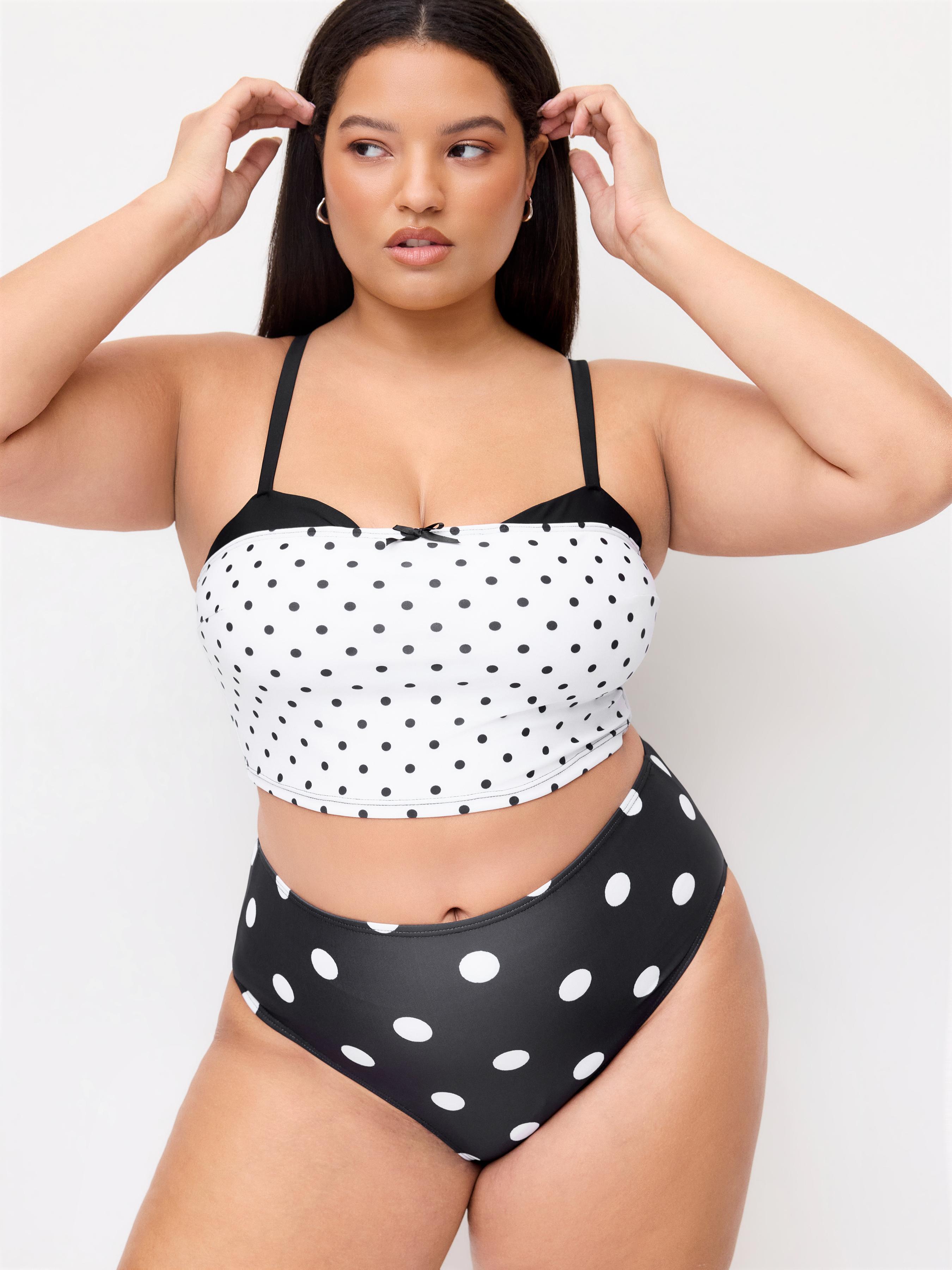 Polka Dot Square Neck Tankini Cheeky Bikini Set Curve & Plus by CIDER