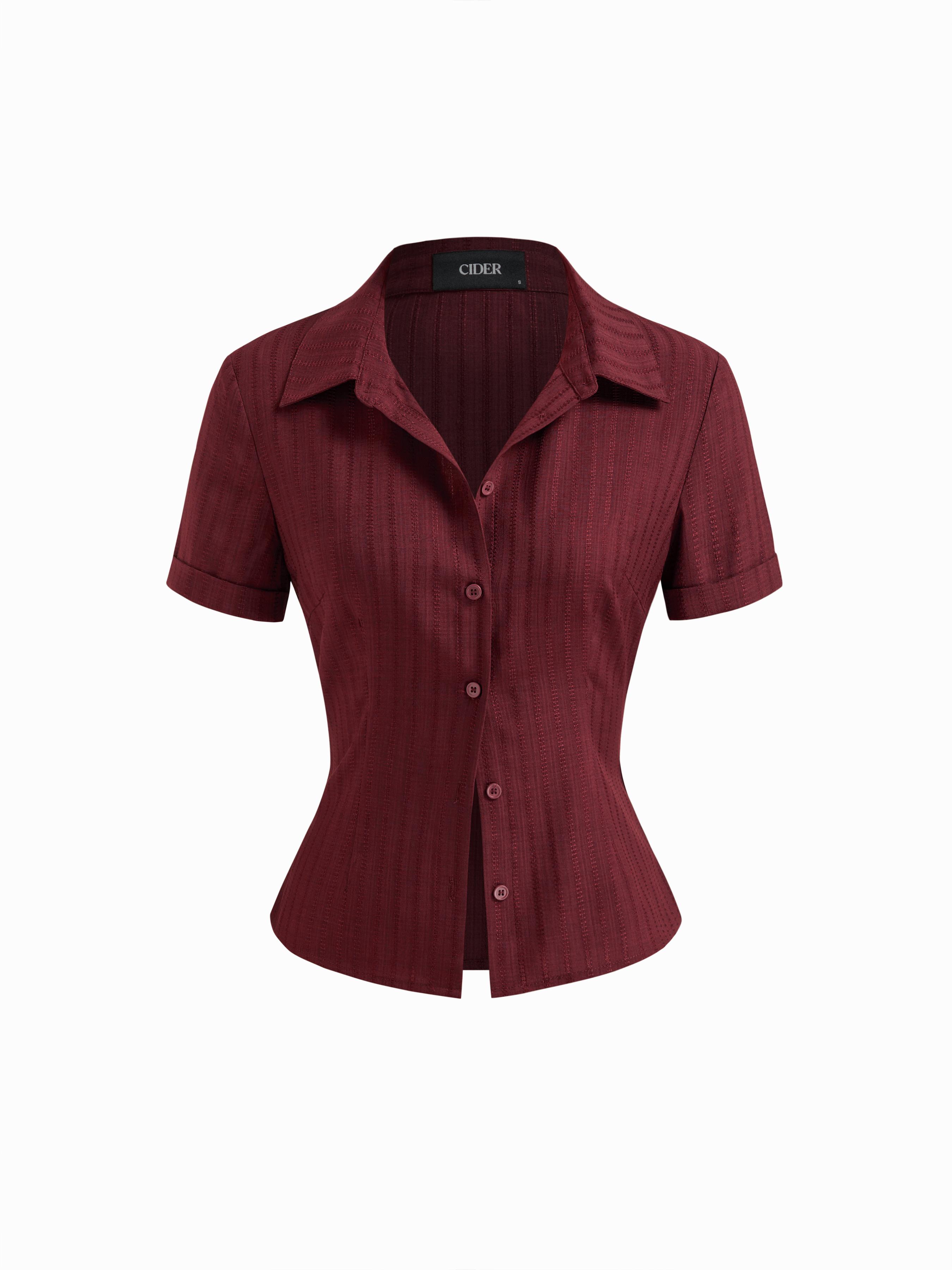 Polo Collar Texture Button Up Shirt by CIDER