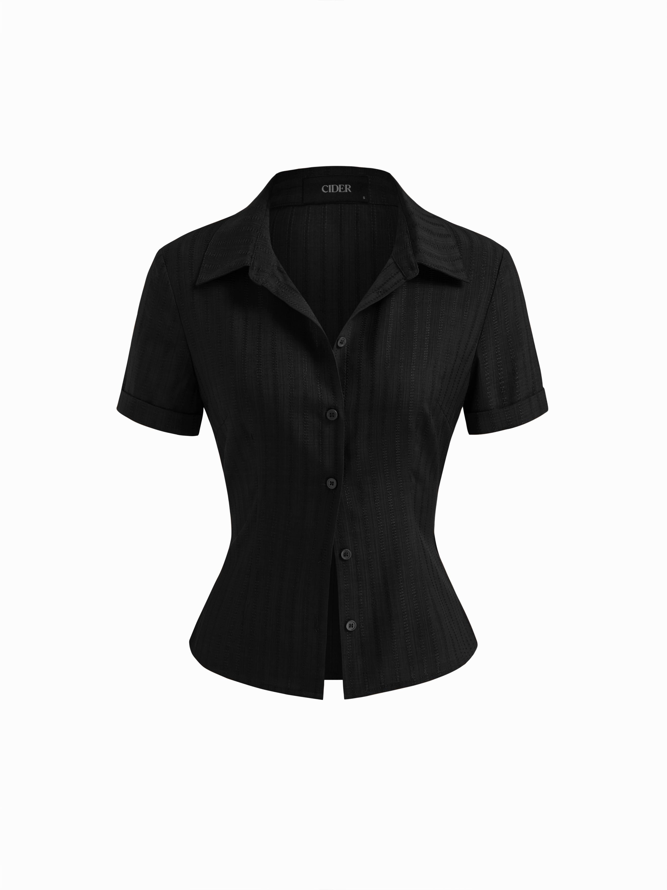 Polo Collar Texture Button Up Shirt by CIDER