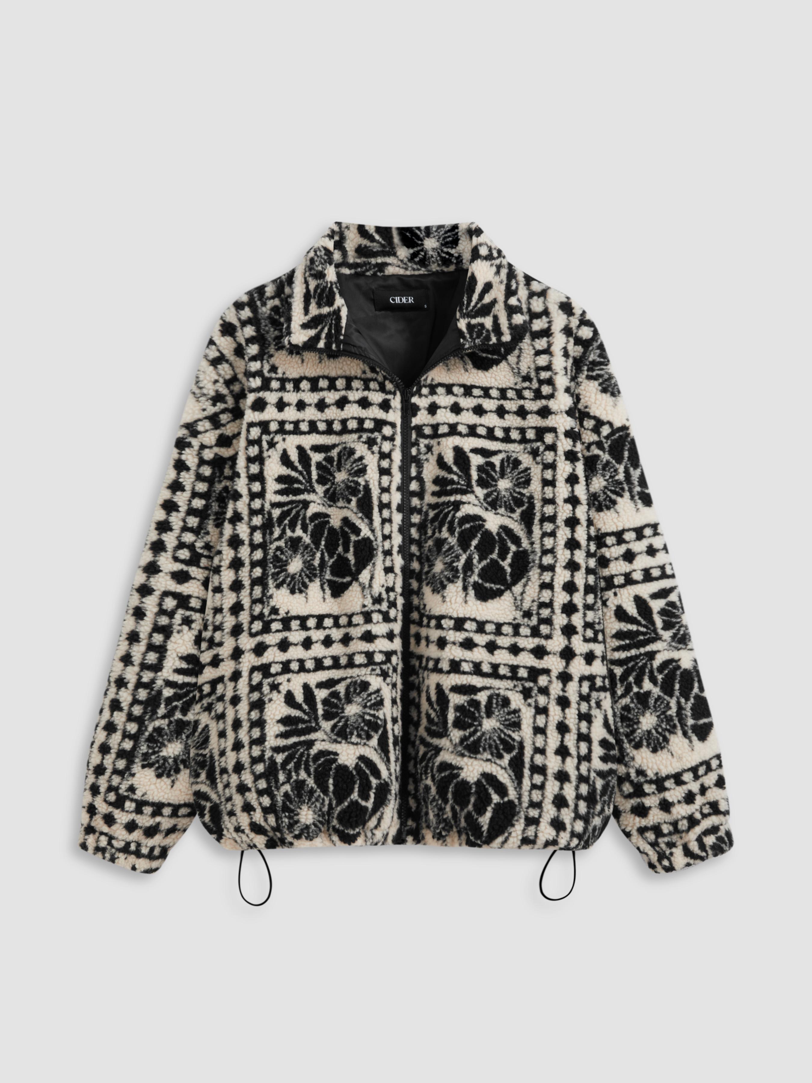 Printed Fleece Zip Front Jacket by CIDER
