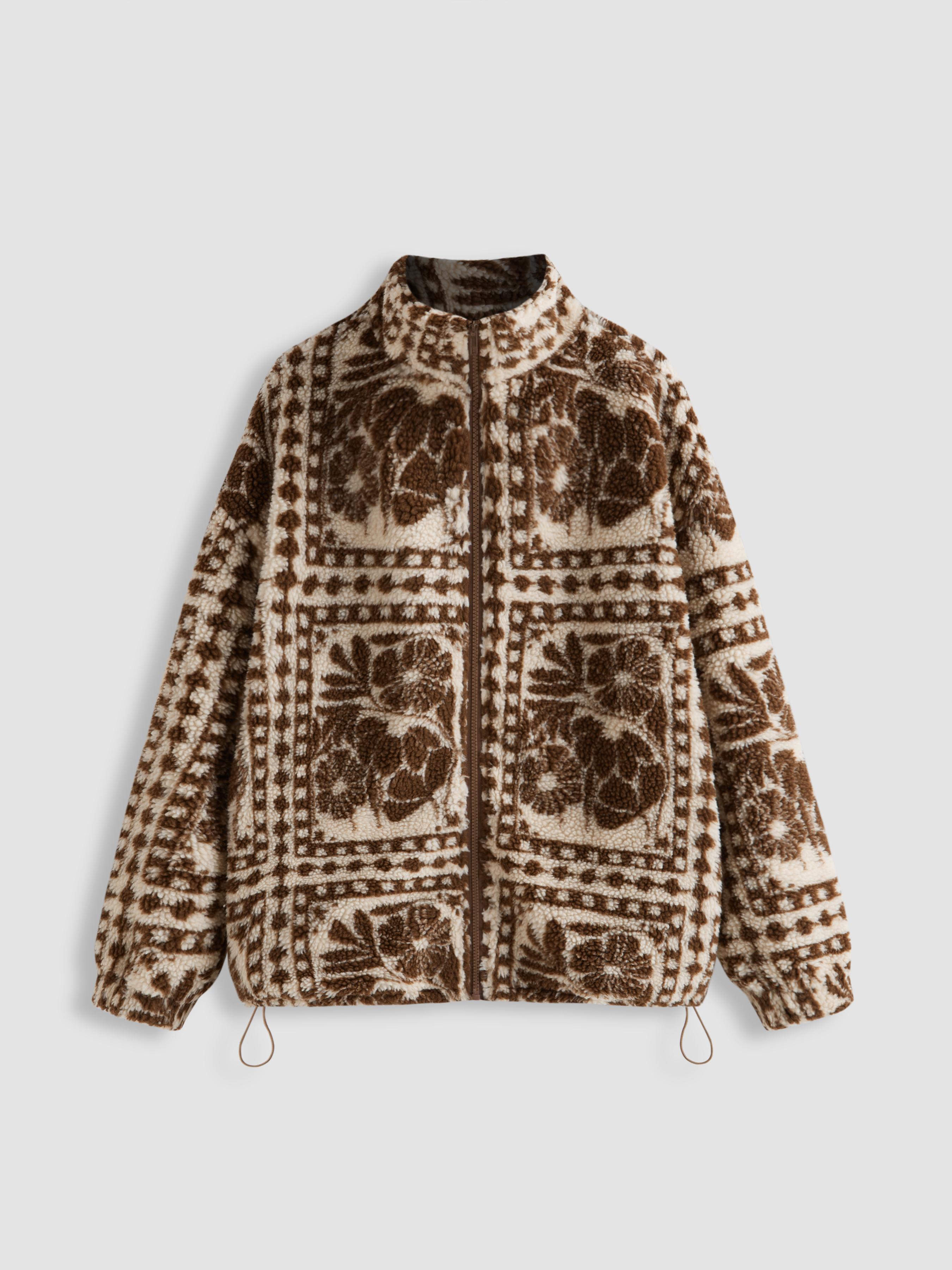 Printed Fleece Zip Front Jacket by CIDER