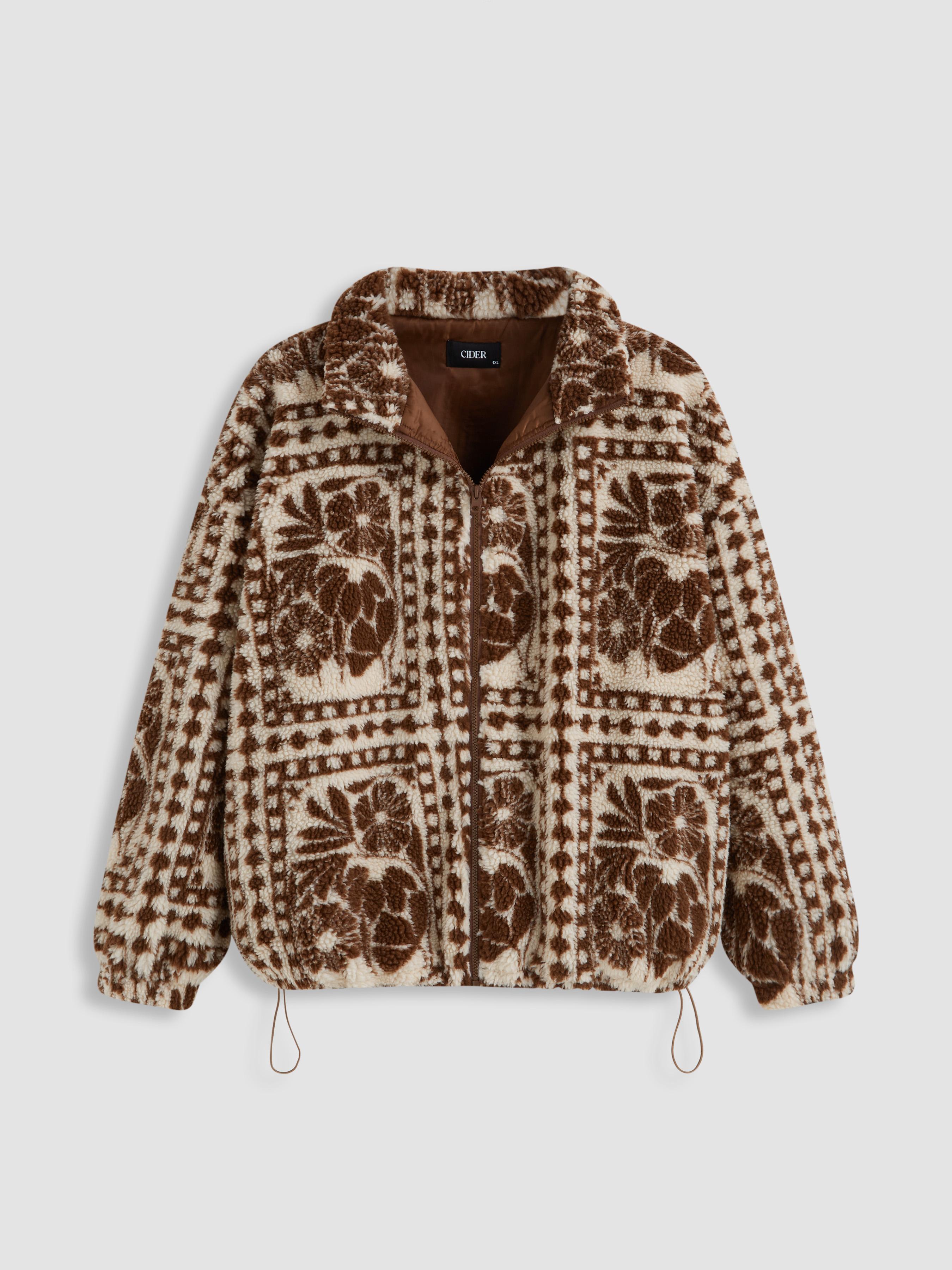Printed Fleece Zip Front Jacket Curve & Plus by CIDER