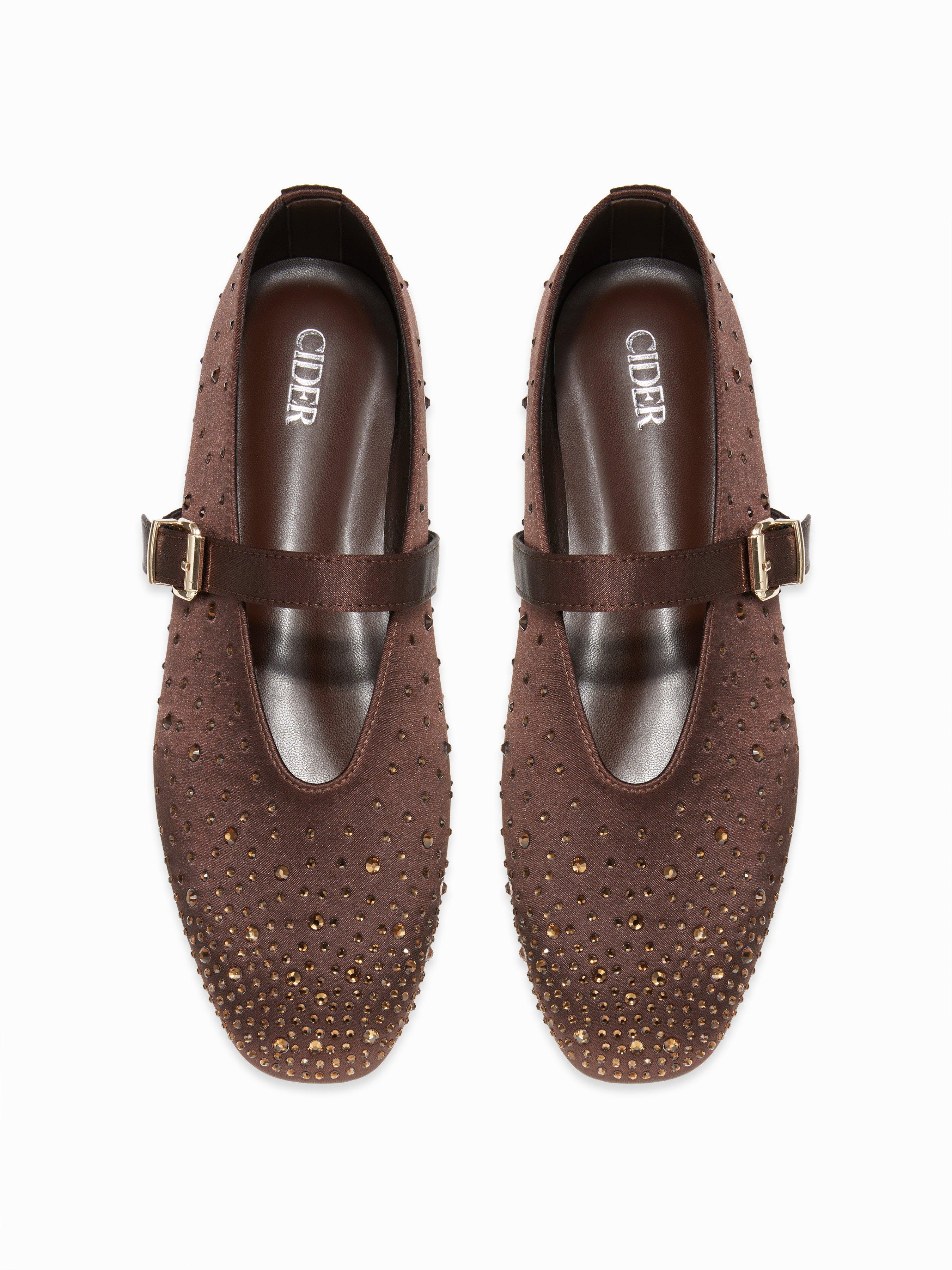 RHINESTONE BUCKLE MARY JANE FLATS by CIDER