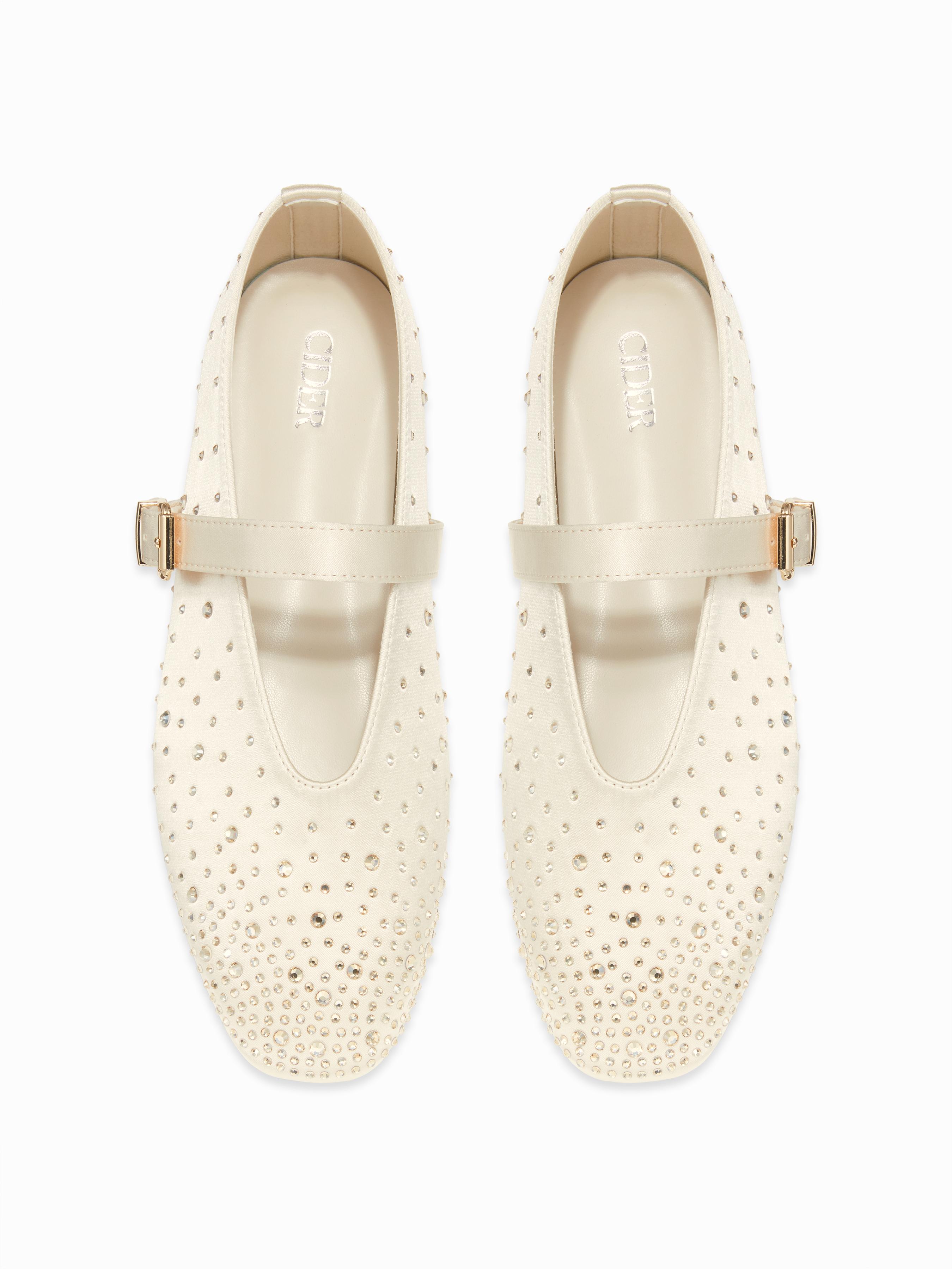 RHINESTONE BUCKLE MARY JANE FLATS by CIDER