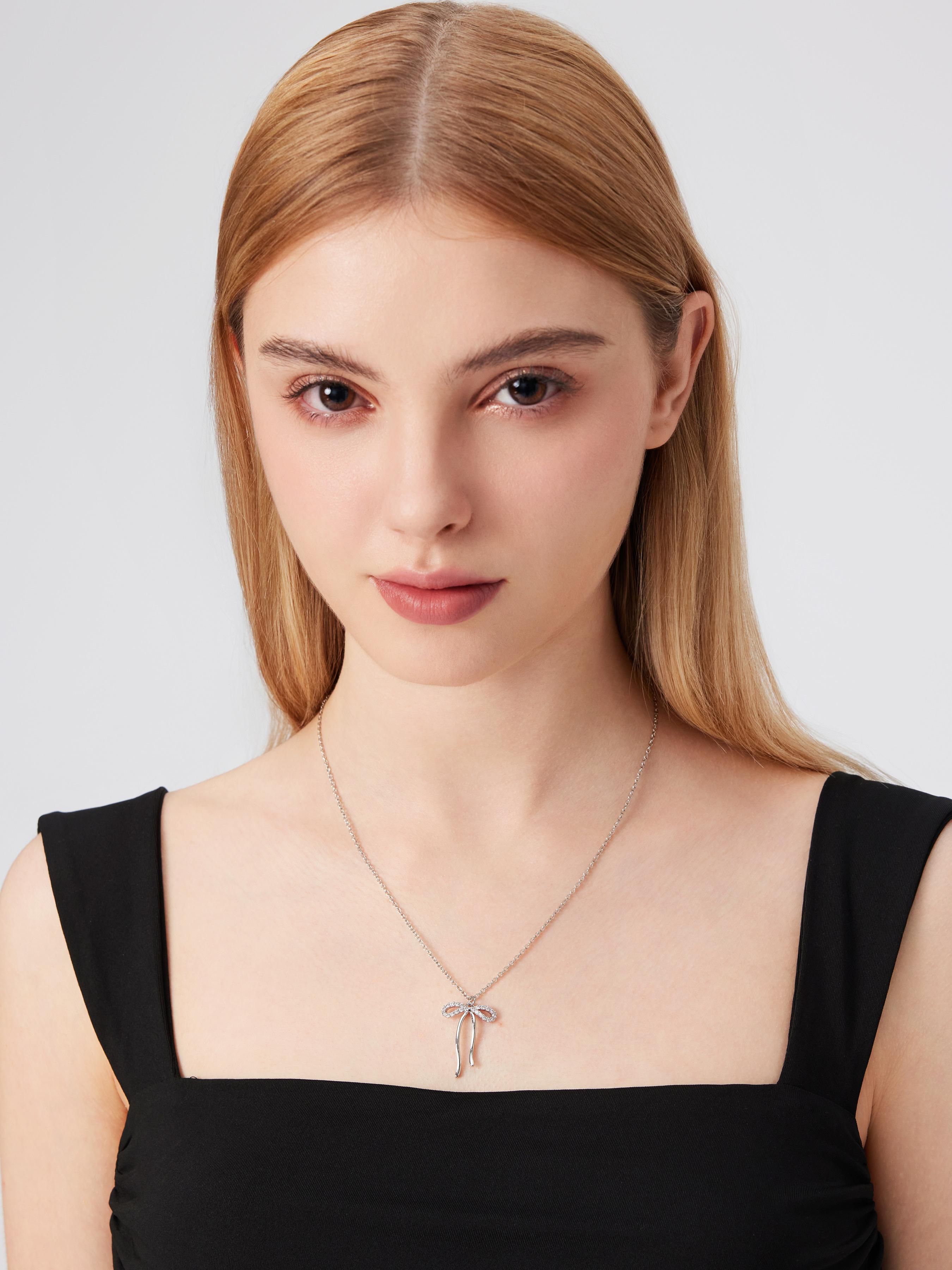 RHINESTONE DECOR BOWKNOT PENDANT NECKLACE by CIDER