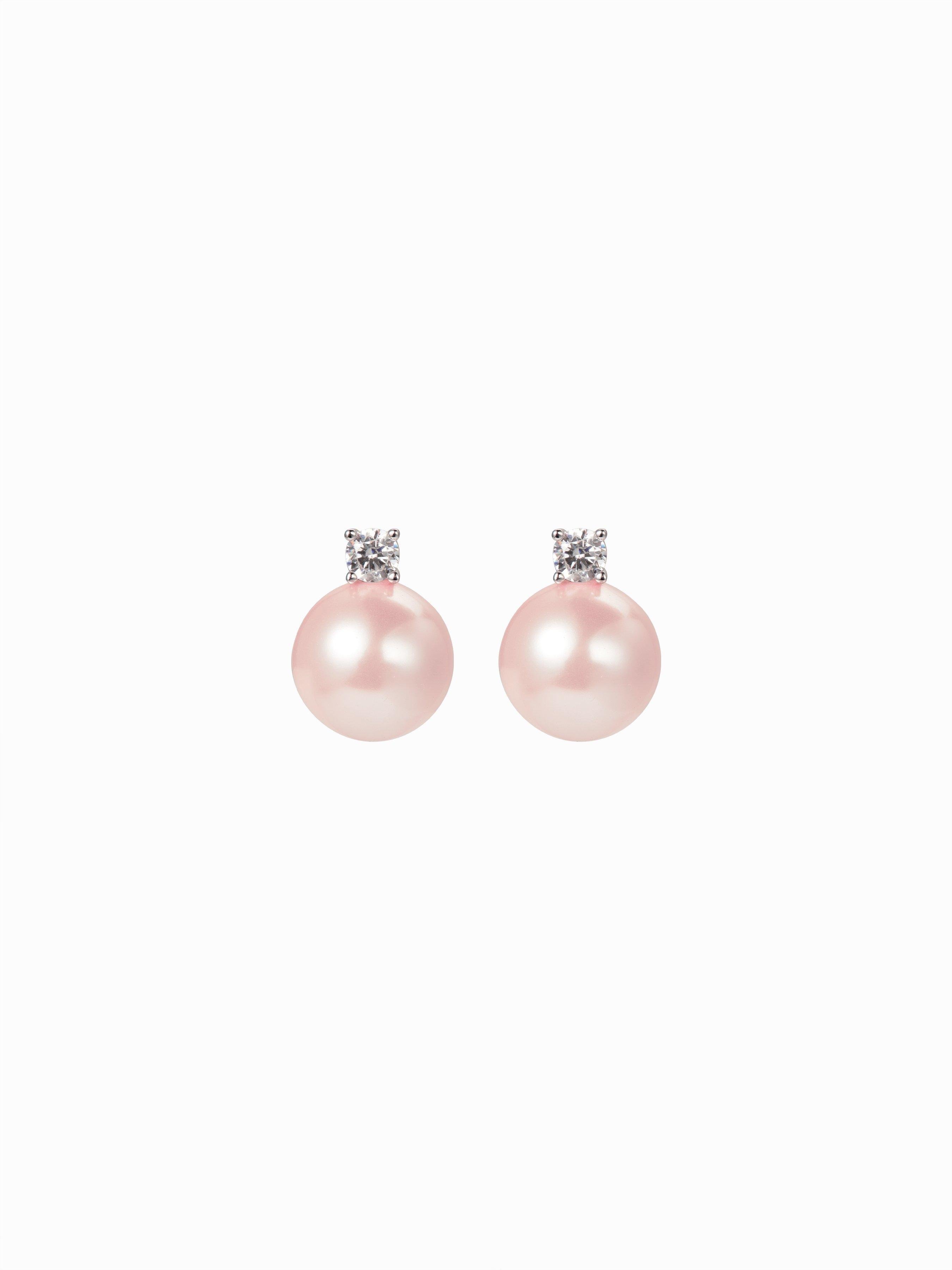 RHINESTONE DECOR FAUX PEARL STUD EARRINGS by CIDER