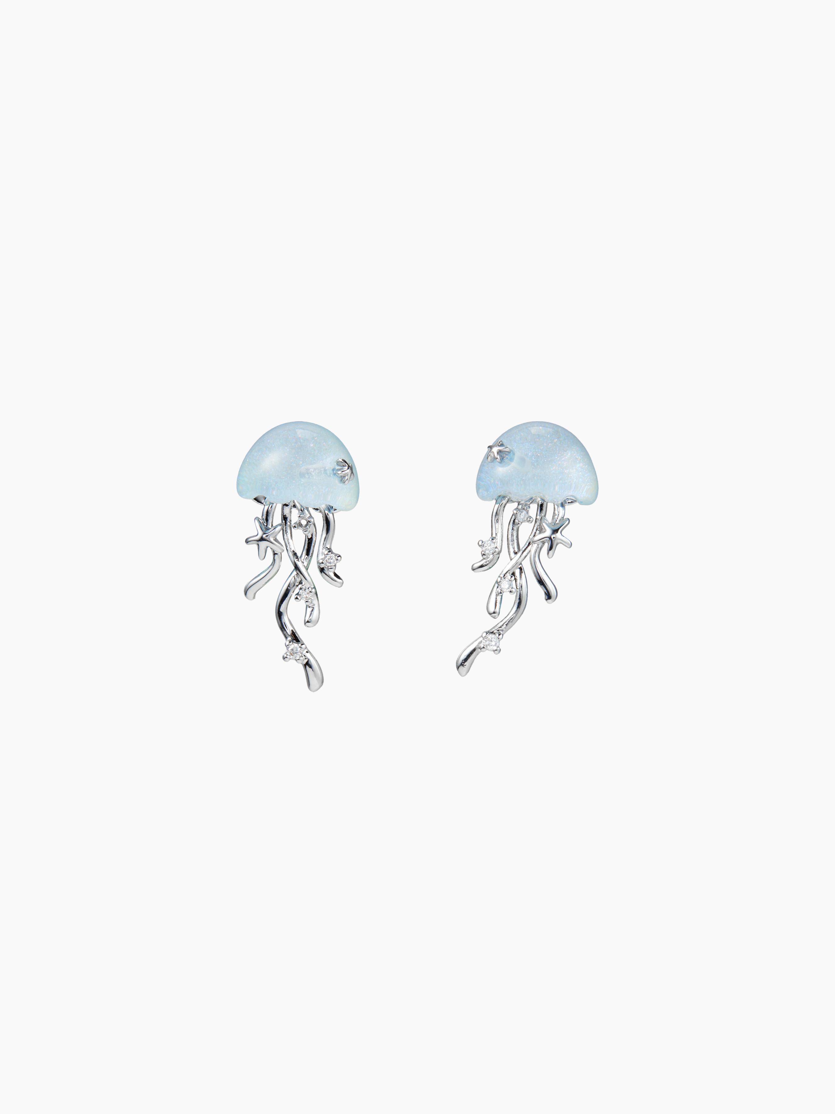 RHINESTONE DECOR JELLYFISH STUD EARRINGS by CIDER
