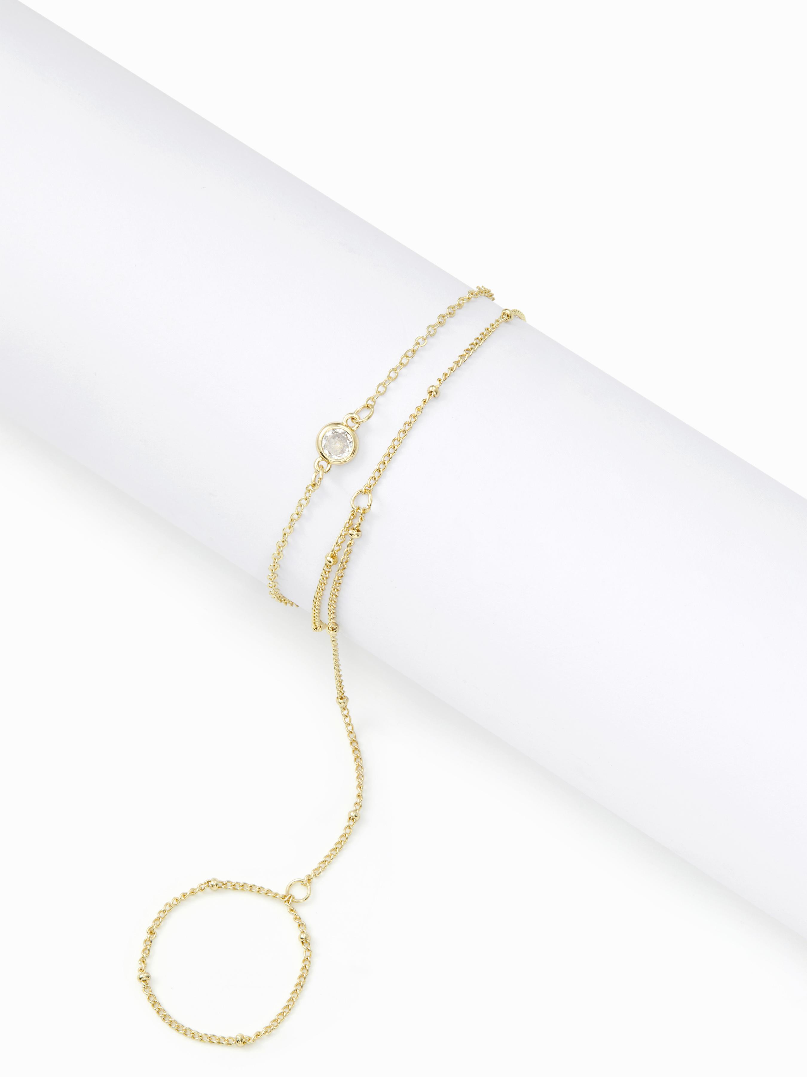 RHINESTONE HAND CHAIN BRACELET by CIDER