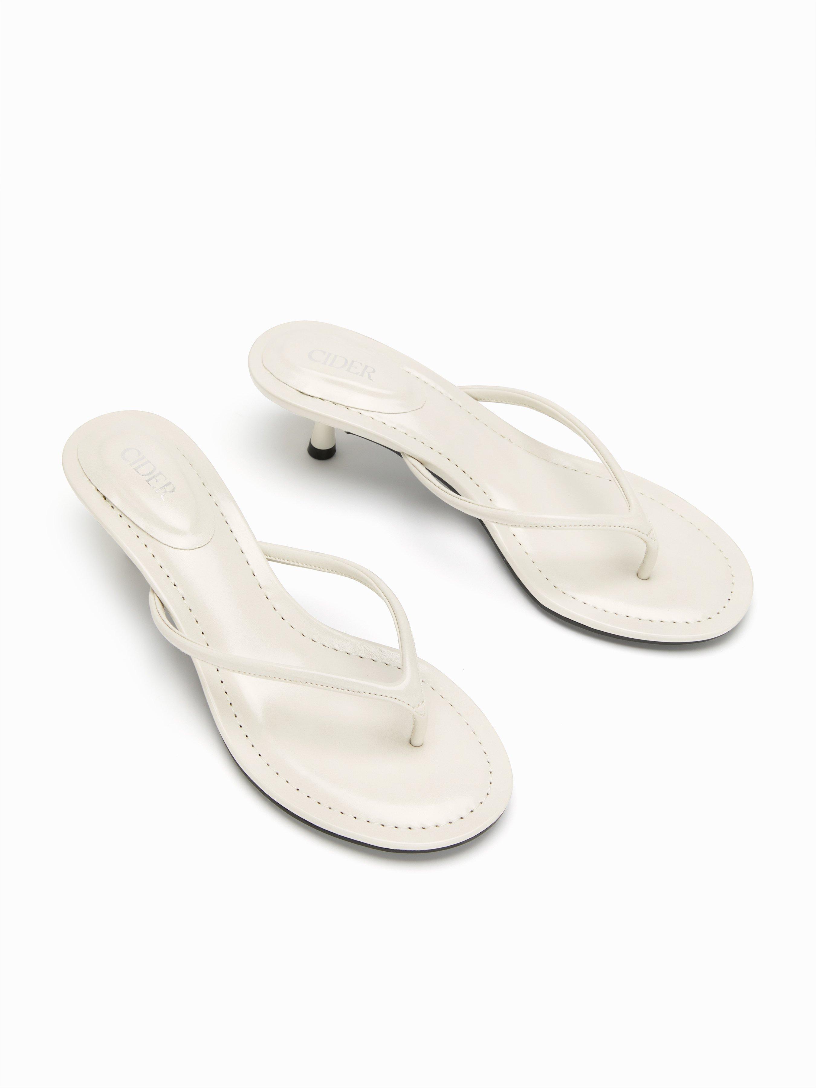 ROUND TOE FLIP-FLOP KITTEN HEELED SANDALS by CIDER