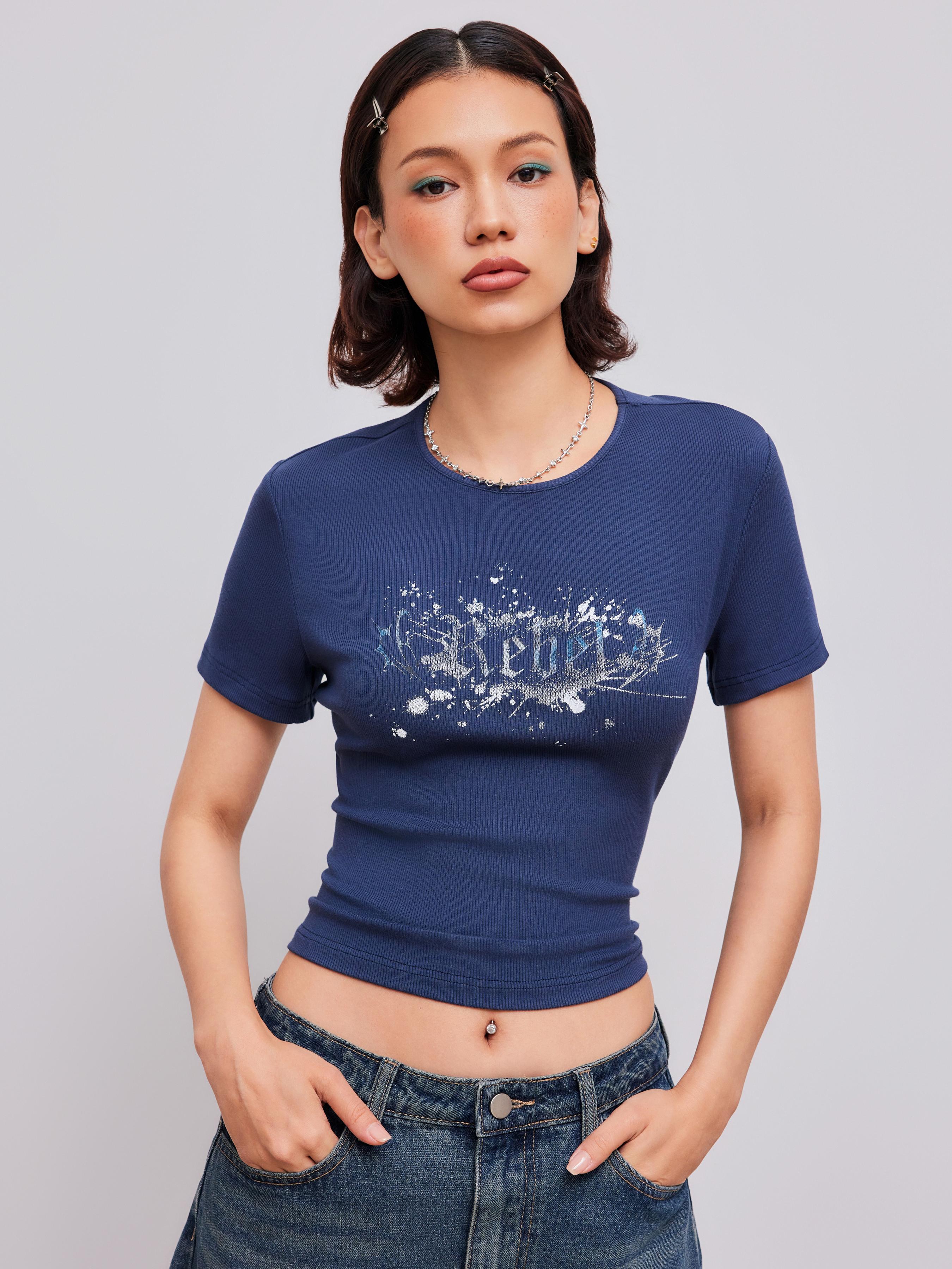 Rebel Round Neckline Graphic Short Sleeve Tee by CIDER