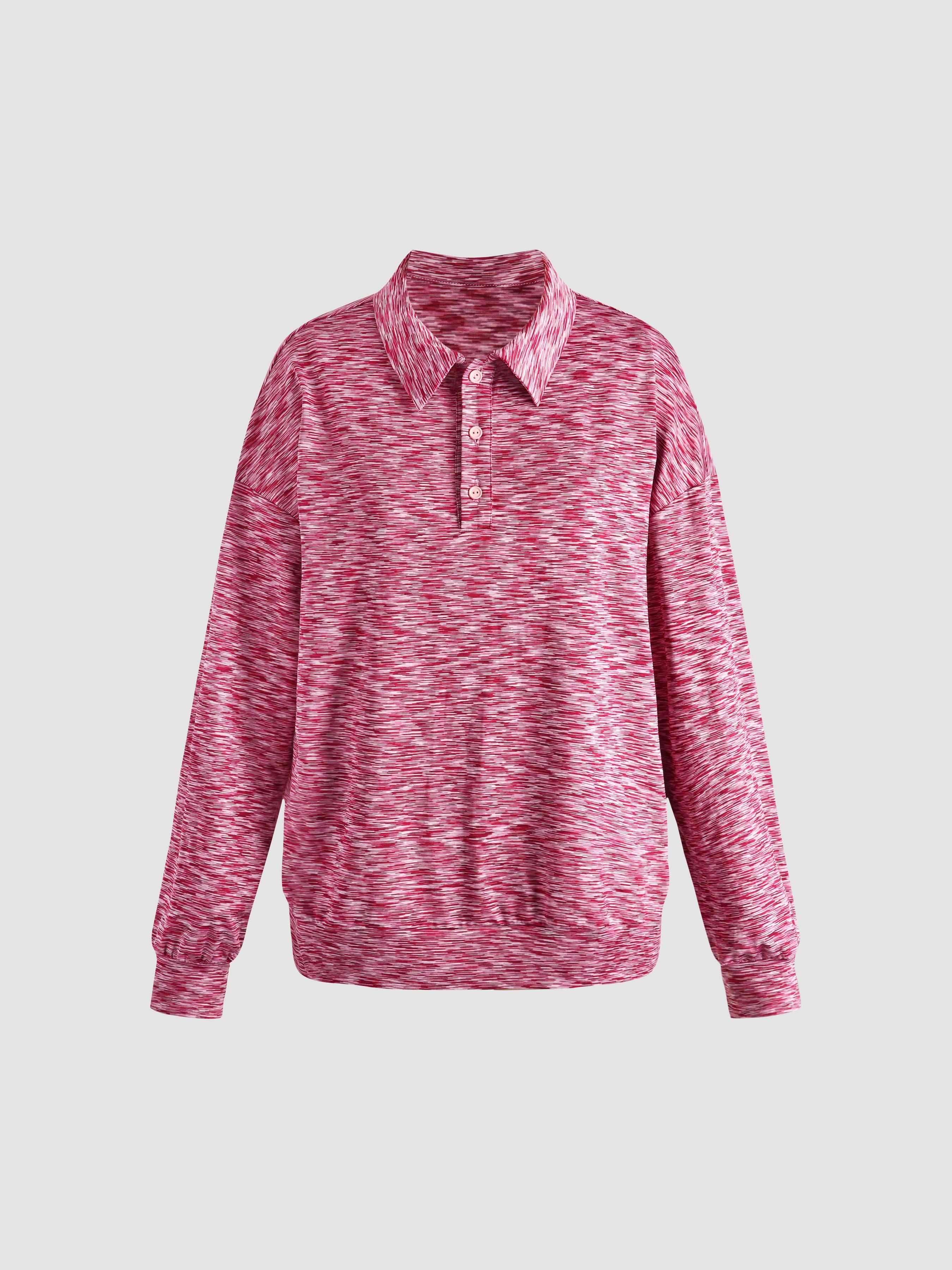 Red Collar Long Sleeve Top by CIDER