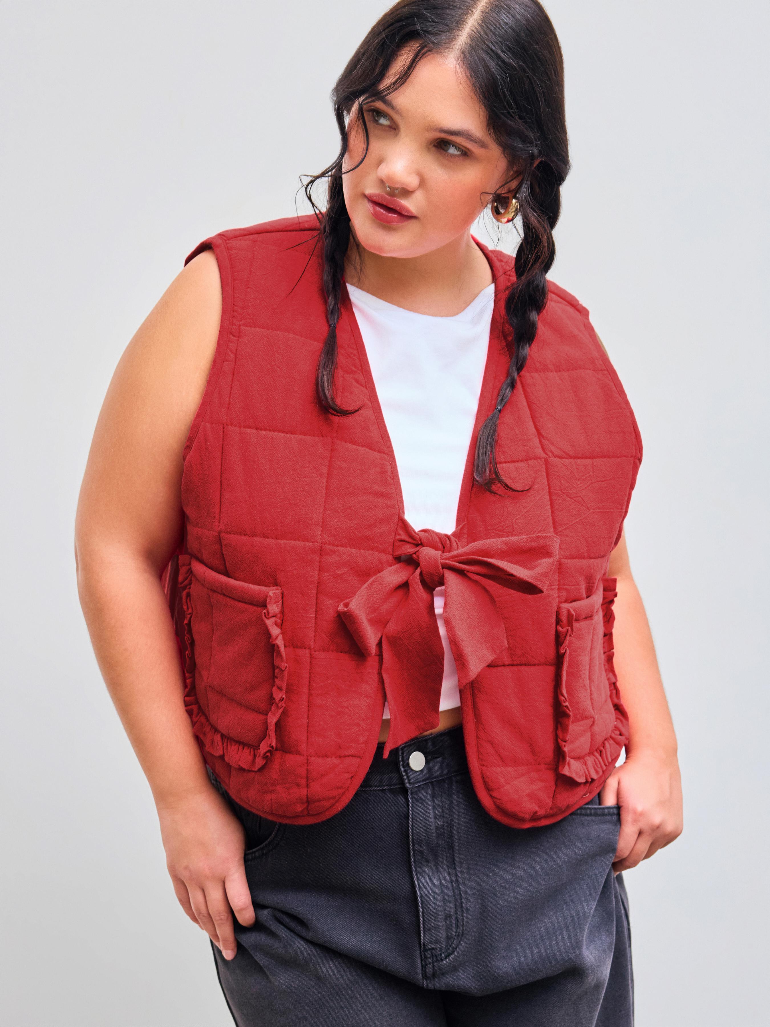 Reversible Cotton-blend V-Neck Printed Vest Curve & Plus by CIDER