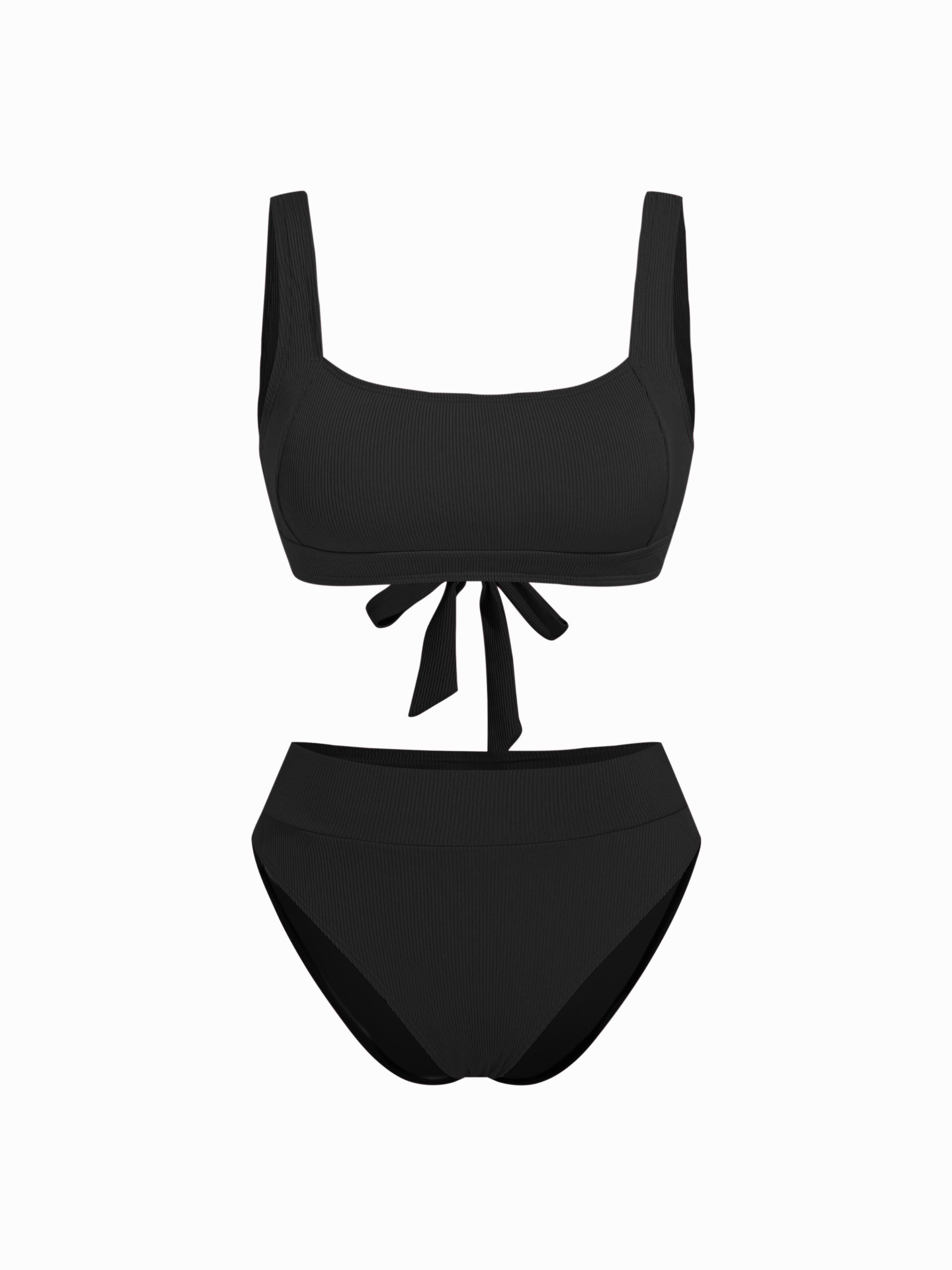 Ribbed Square Neck Knotted Bracelet Cheeky Bikini Set by CIDER