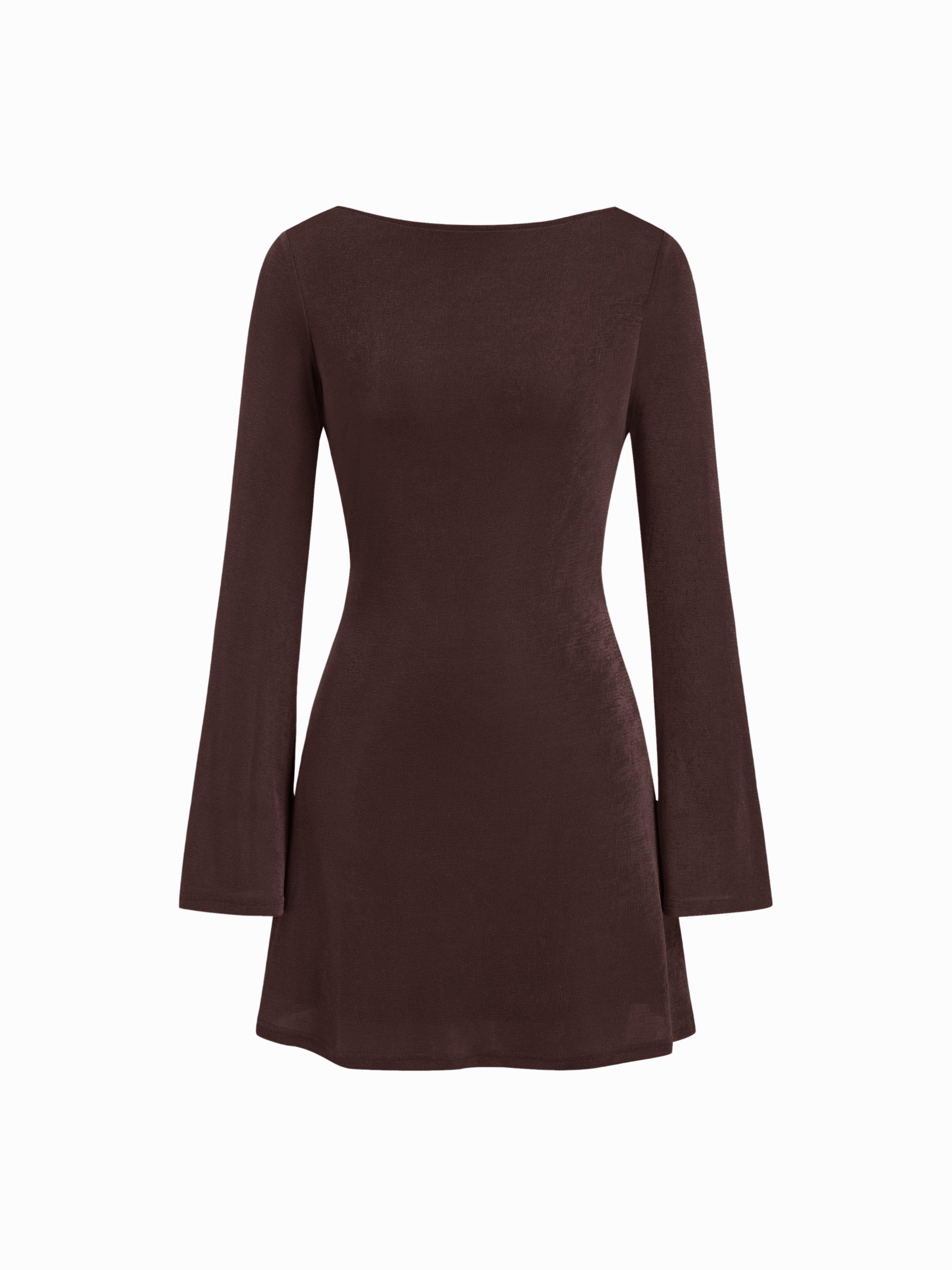 Robe courte texturée col bénitier dos nu dentelle slim by CIDER