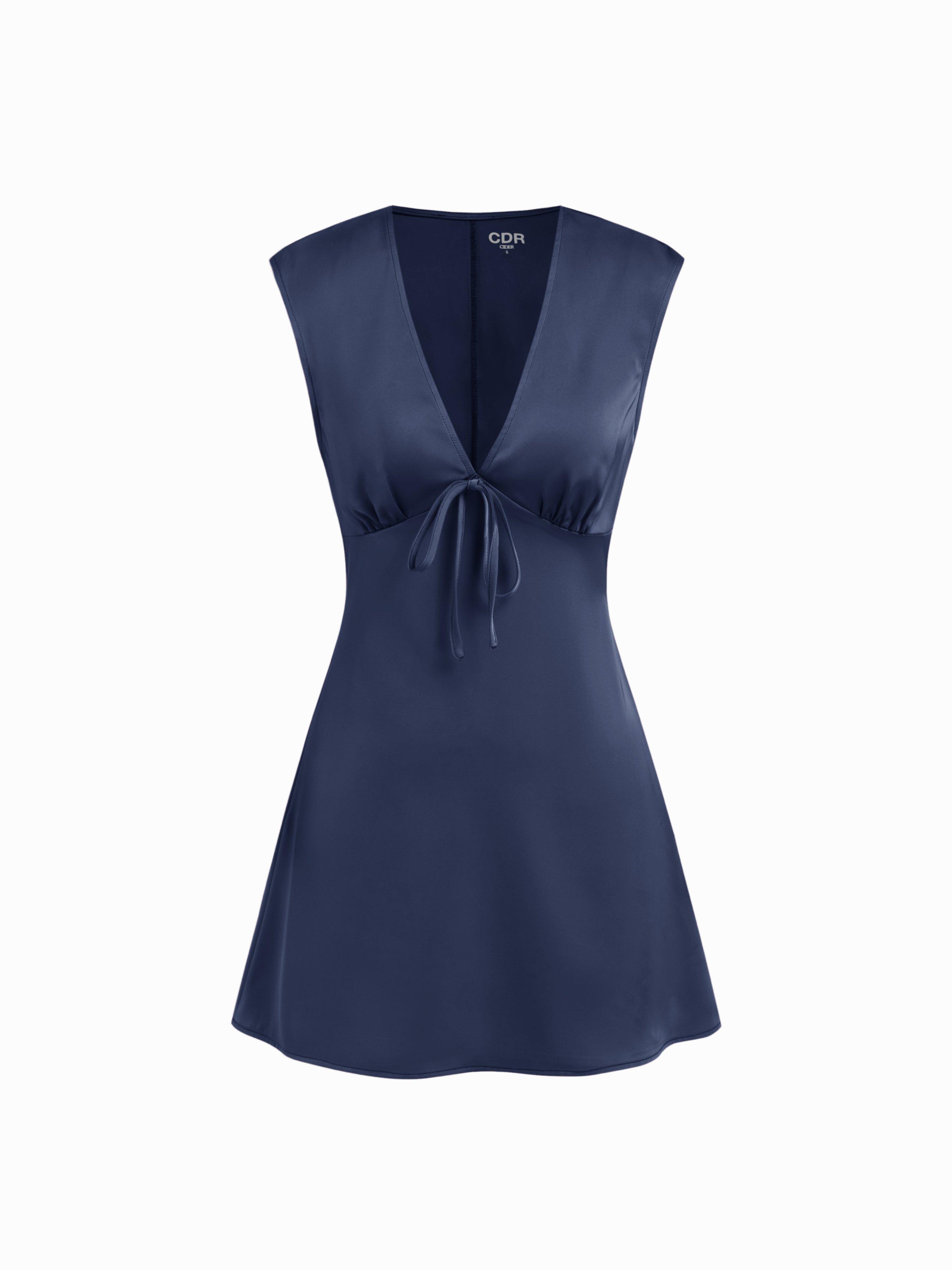 Robe mini satin décolleté V froncée dos noué by CIDER