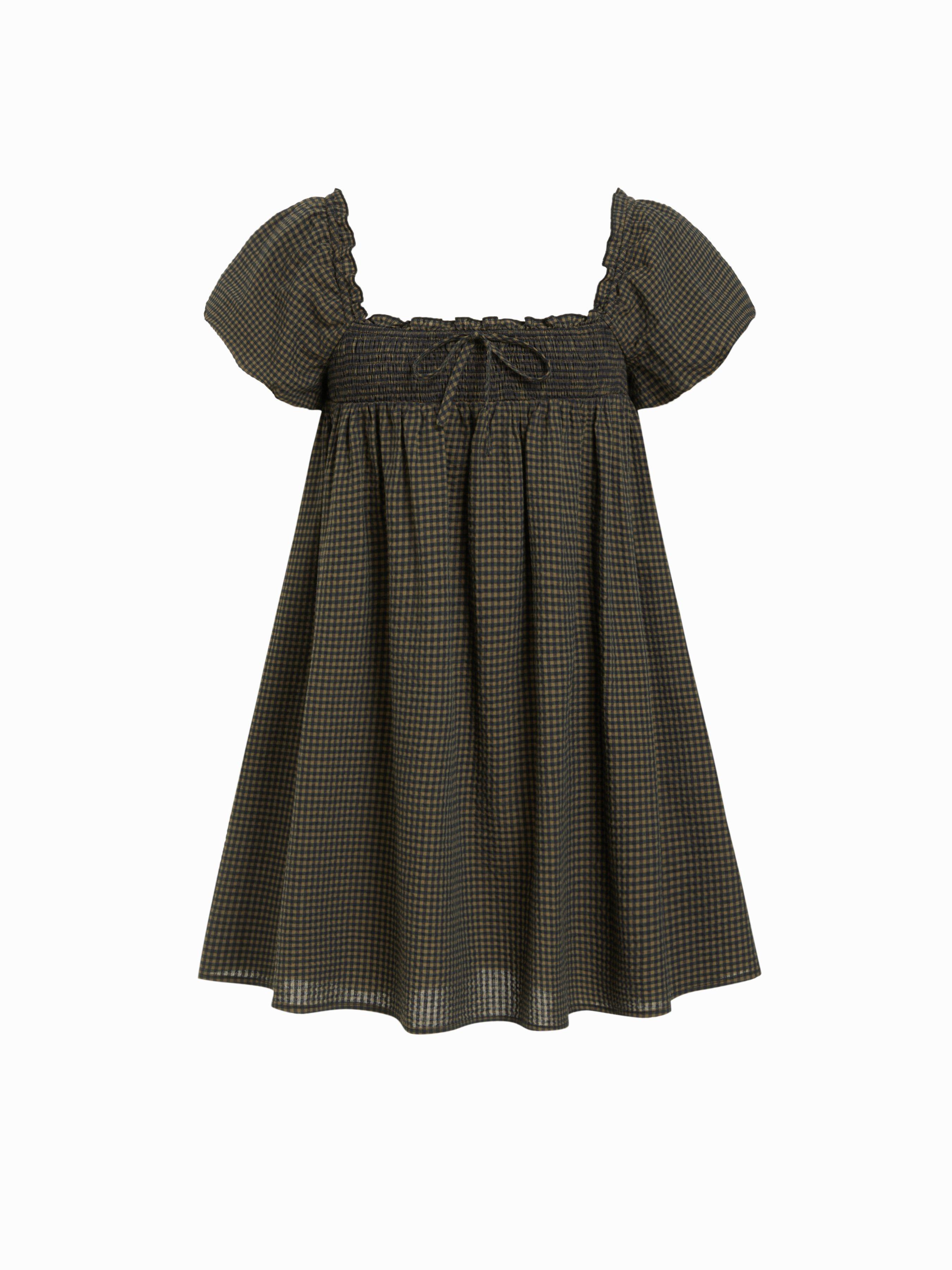Robe mini à taille haute élastiquée en popeline chinée (mélange de coton) by CIDER