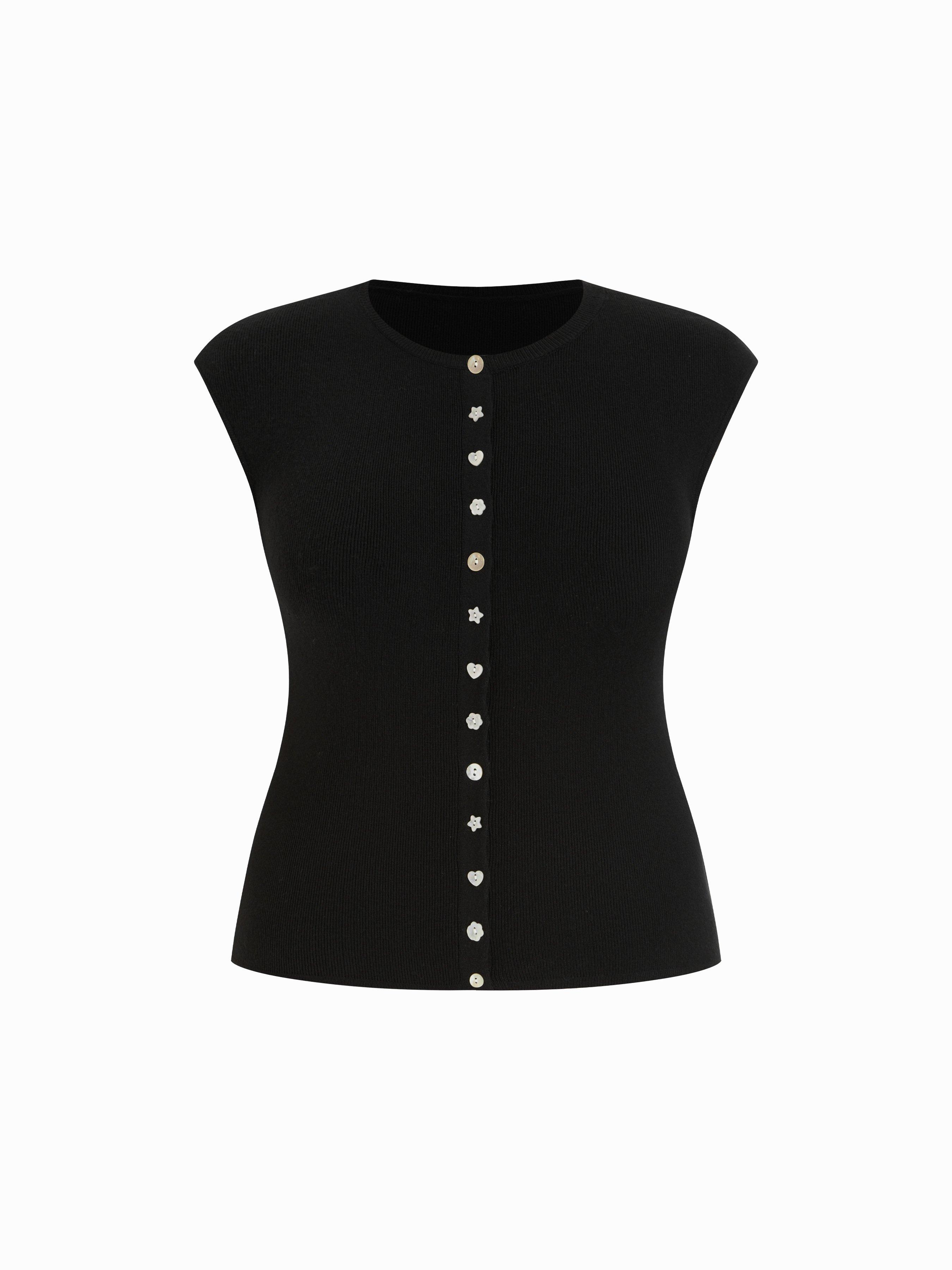 Round Neck Button Front Tank Top Curve & Plus by CIDER