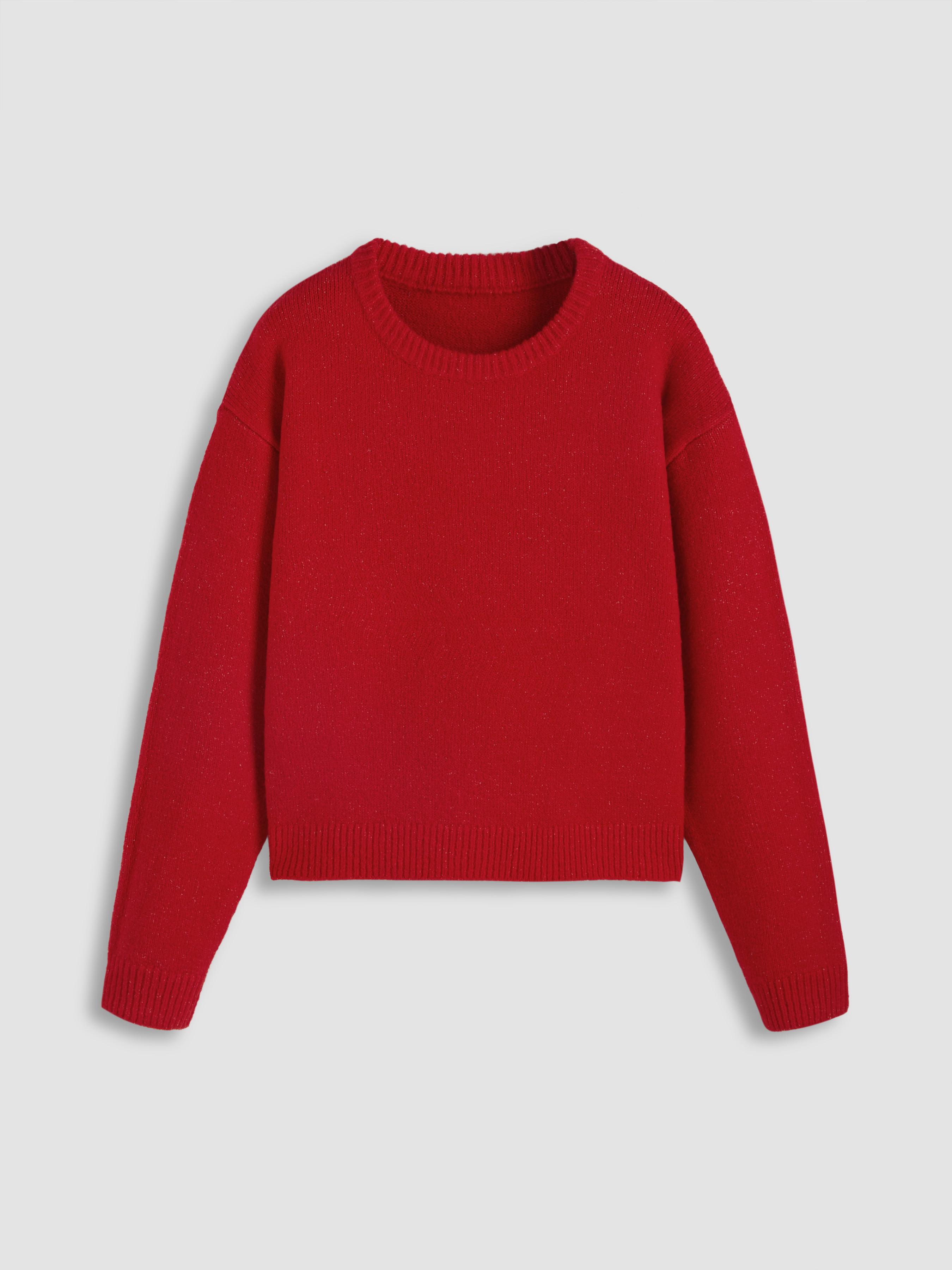 Round Neck Knitted Long Sleeve Sweater by CIDER