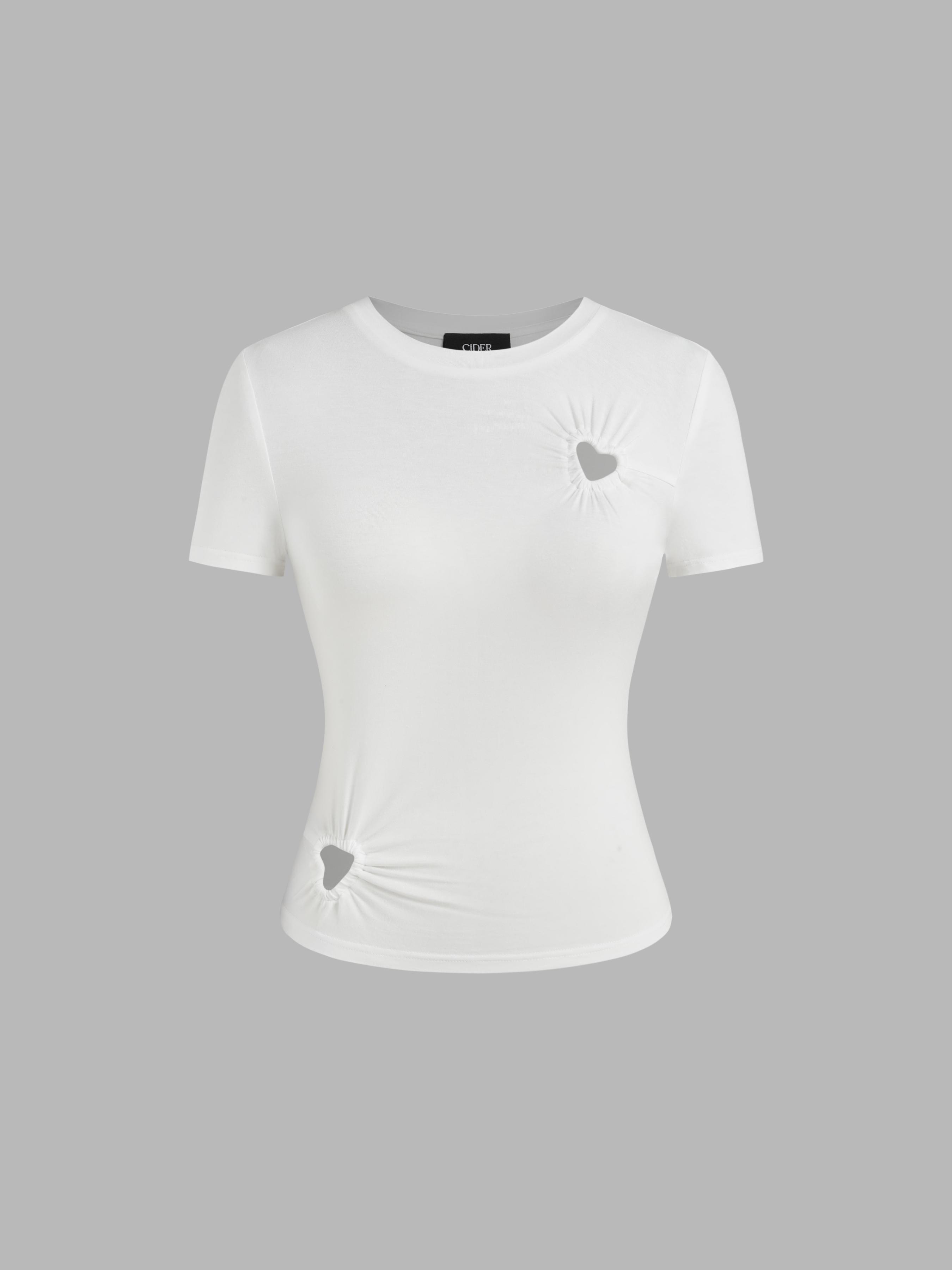 Round Neckline Heart Cut Out Top by CIDER