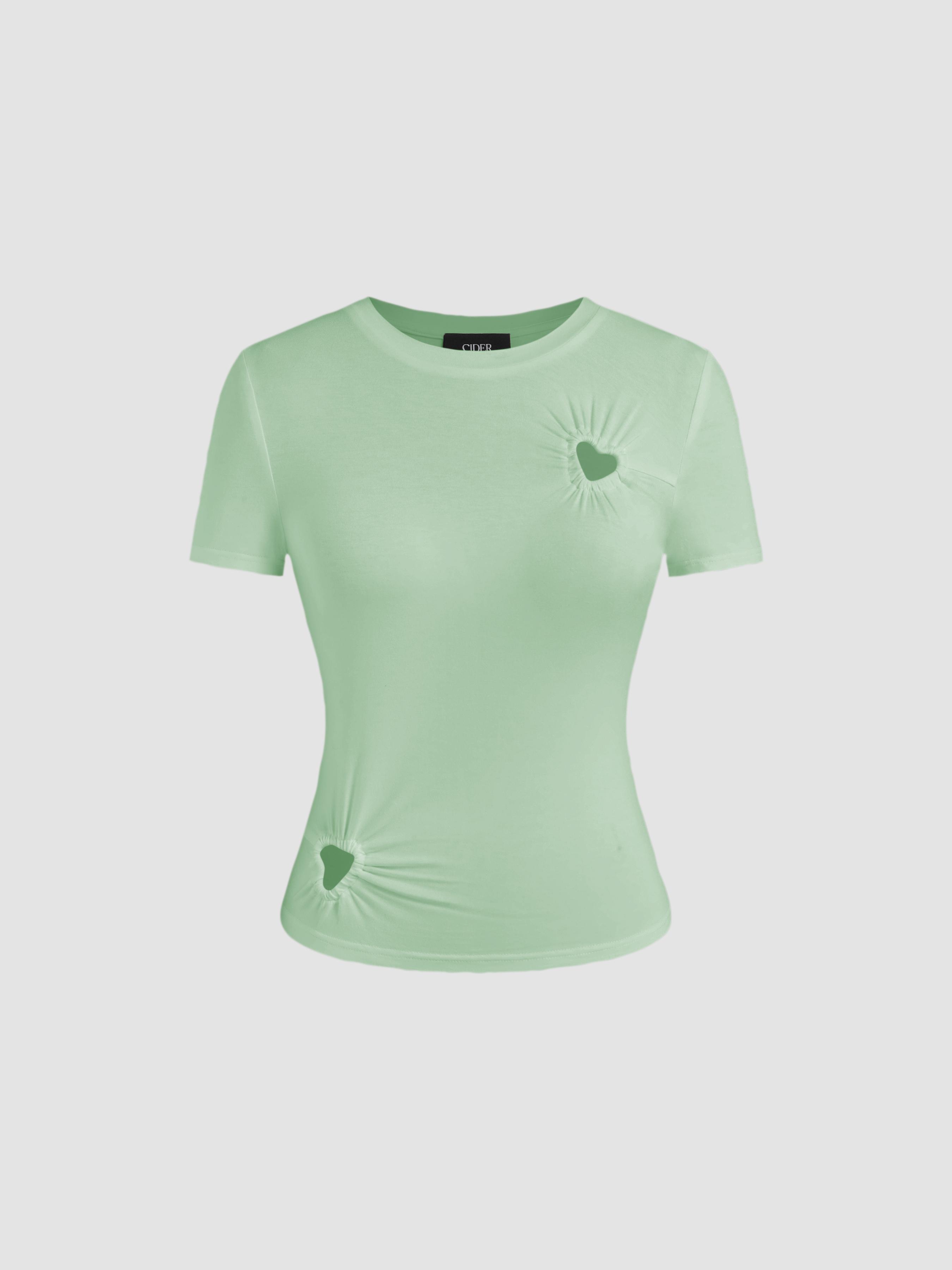 Round Neckline Heart Cut Out Top by CIDER