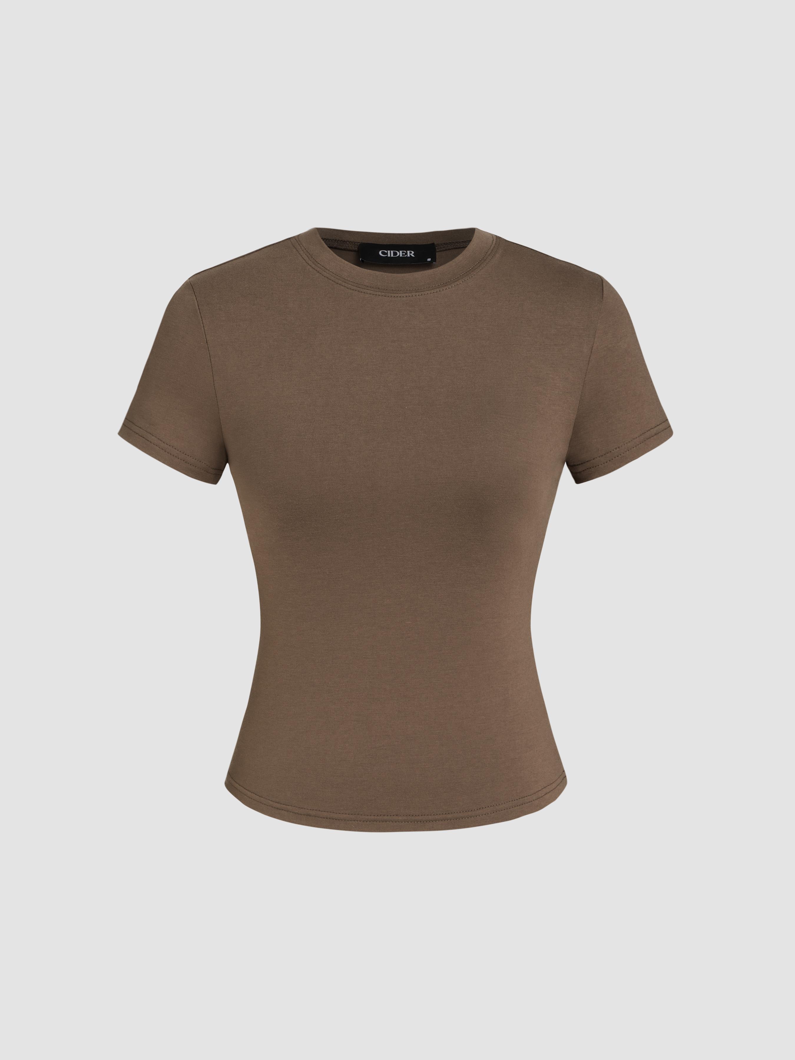 Round Neckline Knit Short Sleeve Top by CIDER