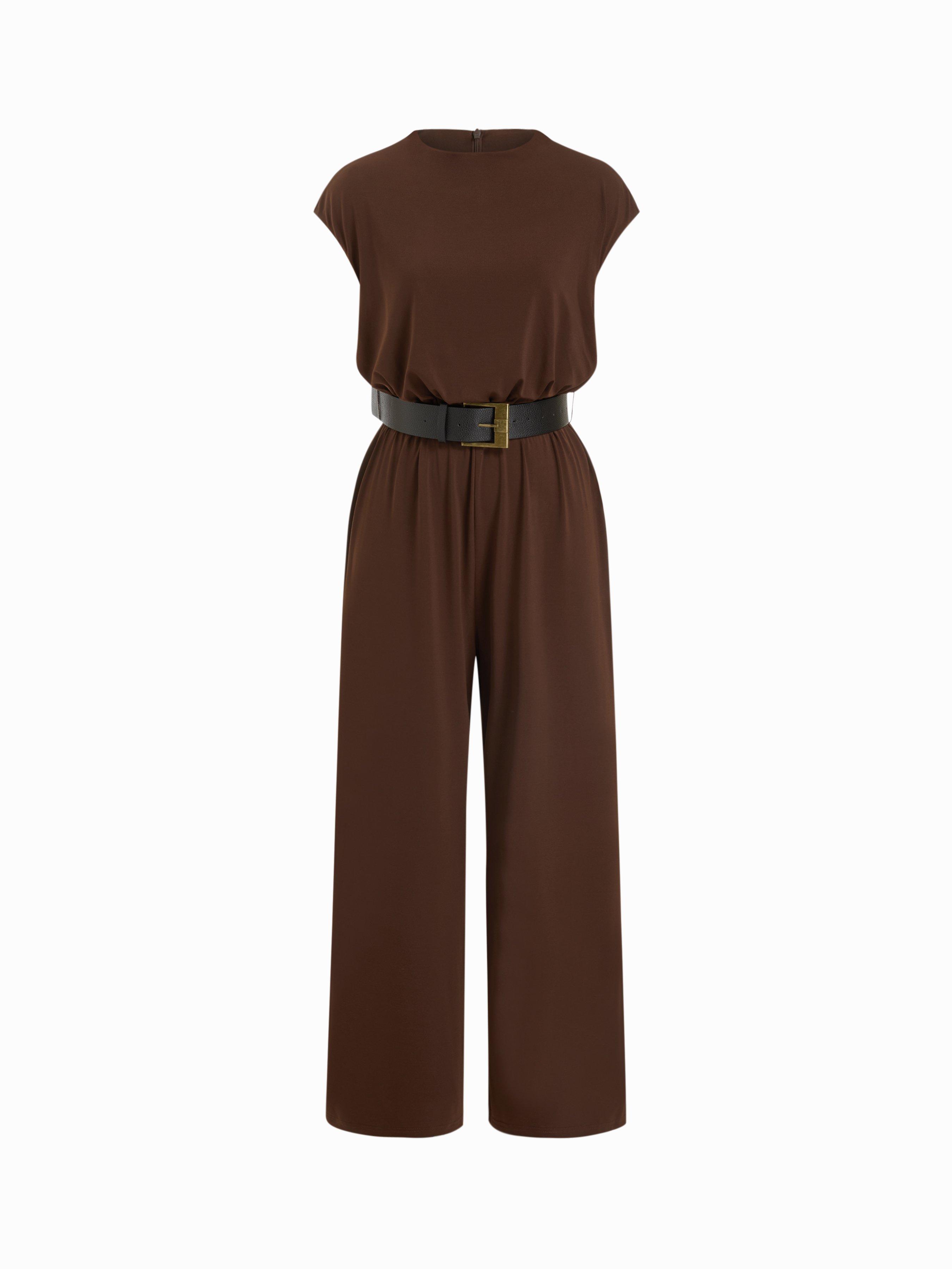 Round Neckline Oversized Jumpsuit with Belt by CIDER