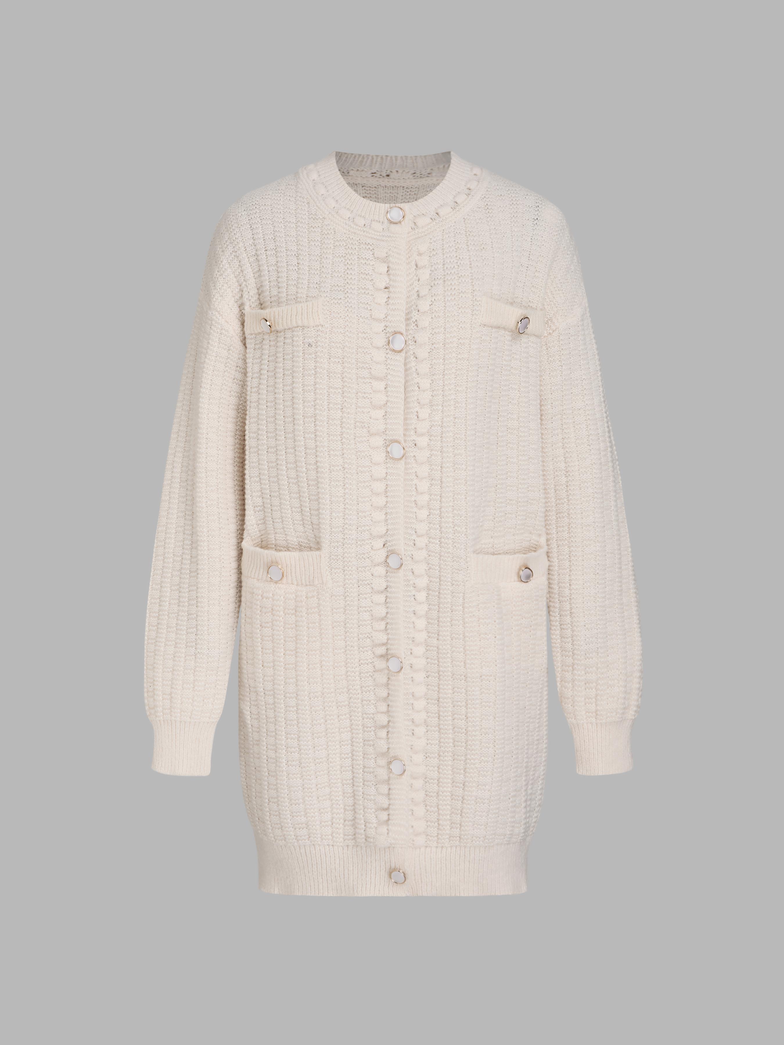 Round Neckline Solid Button Cardigan by CIDER