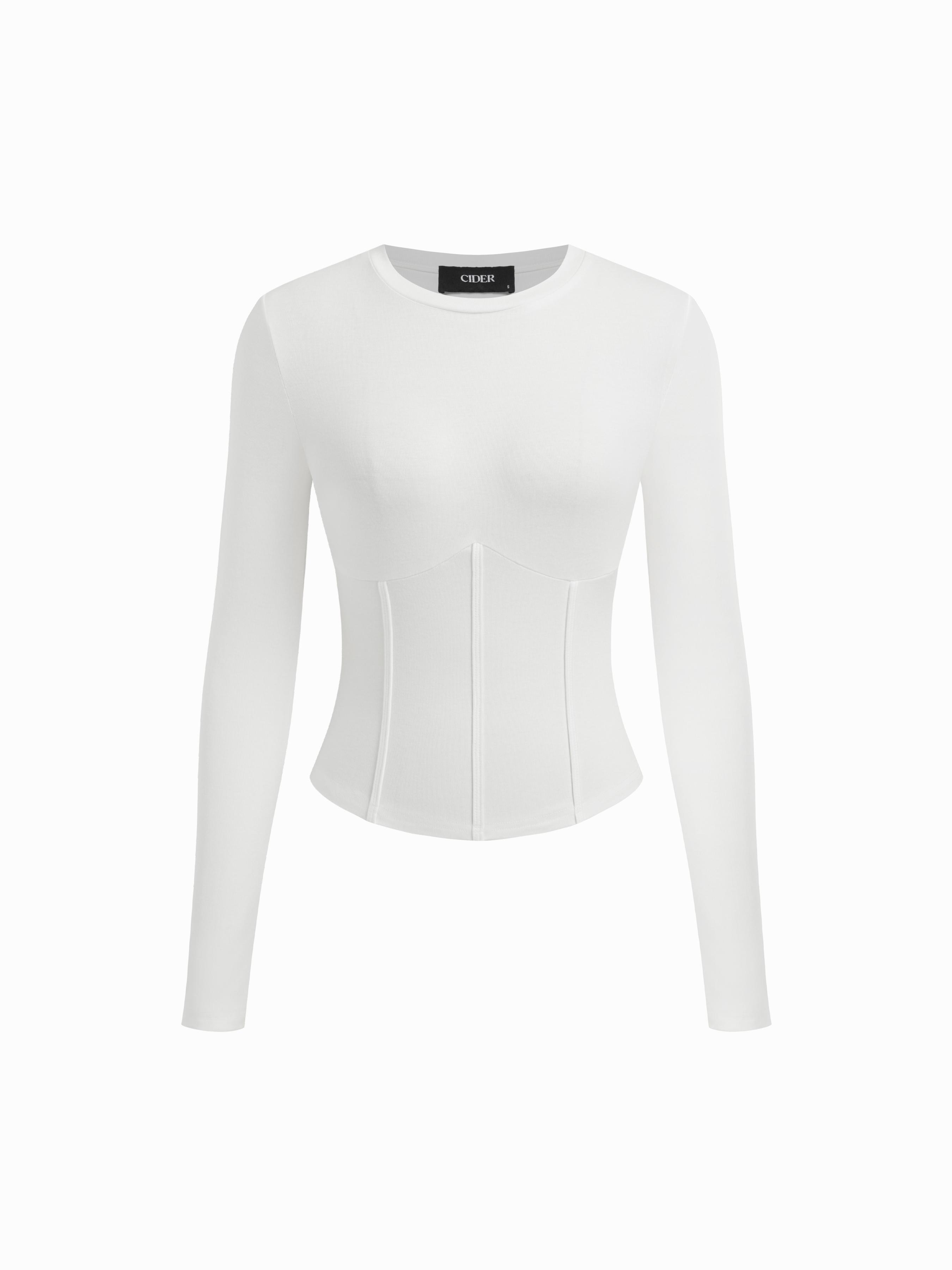 Round Neckline Solid Corset Top by CIDER