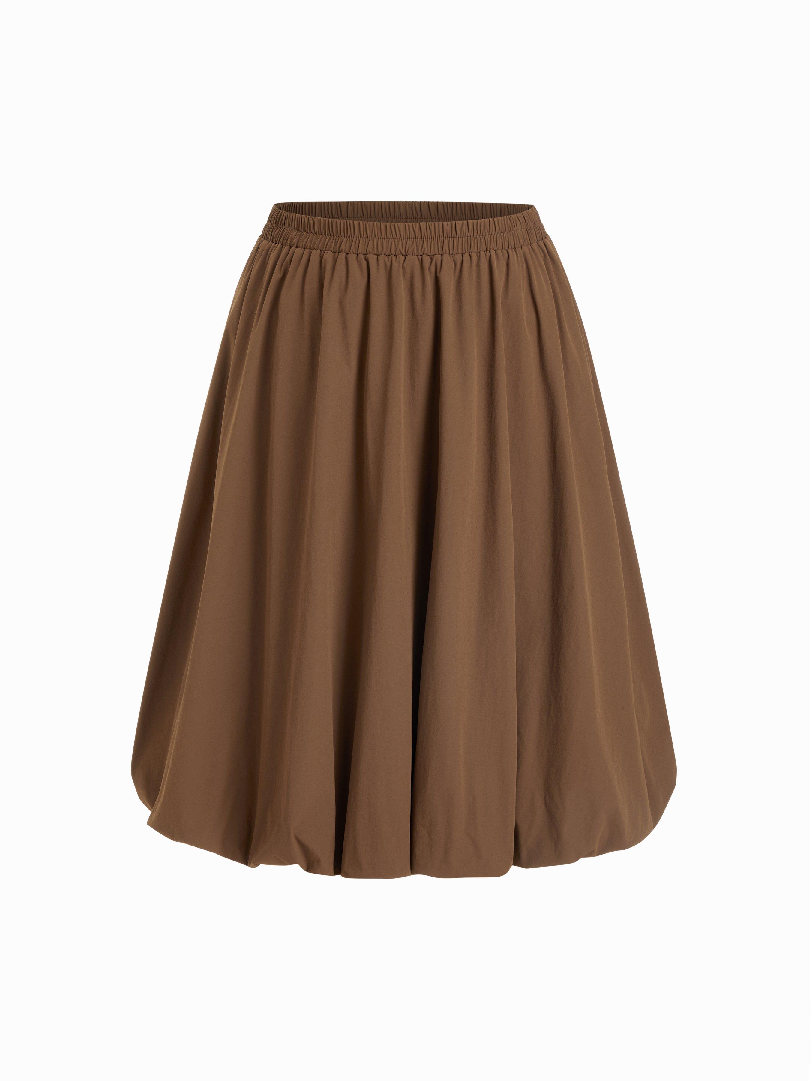 Ruched Bubble Hem Mid Rise Oversized Midi Skirt Curve & Plus by CIDER