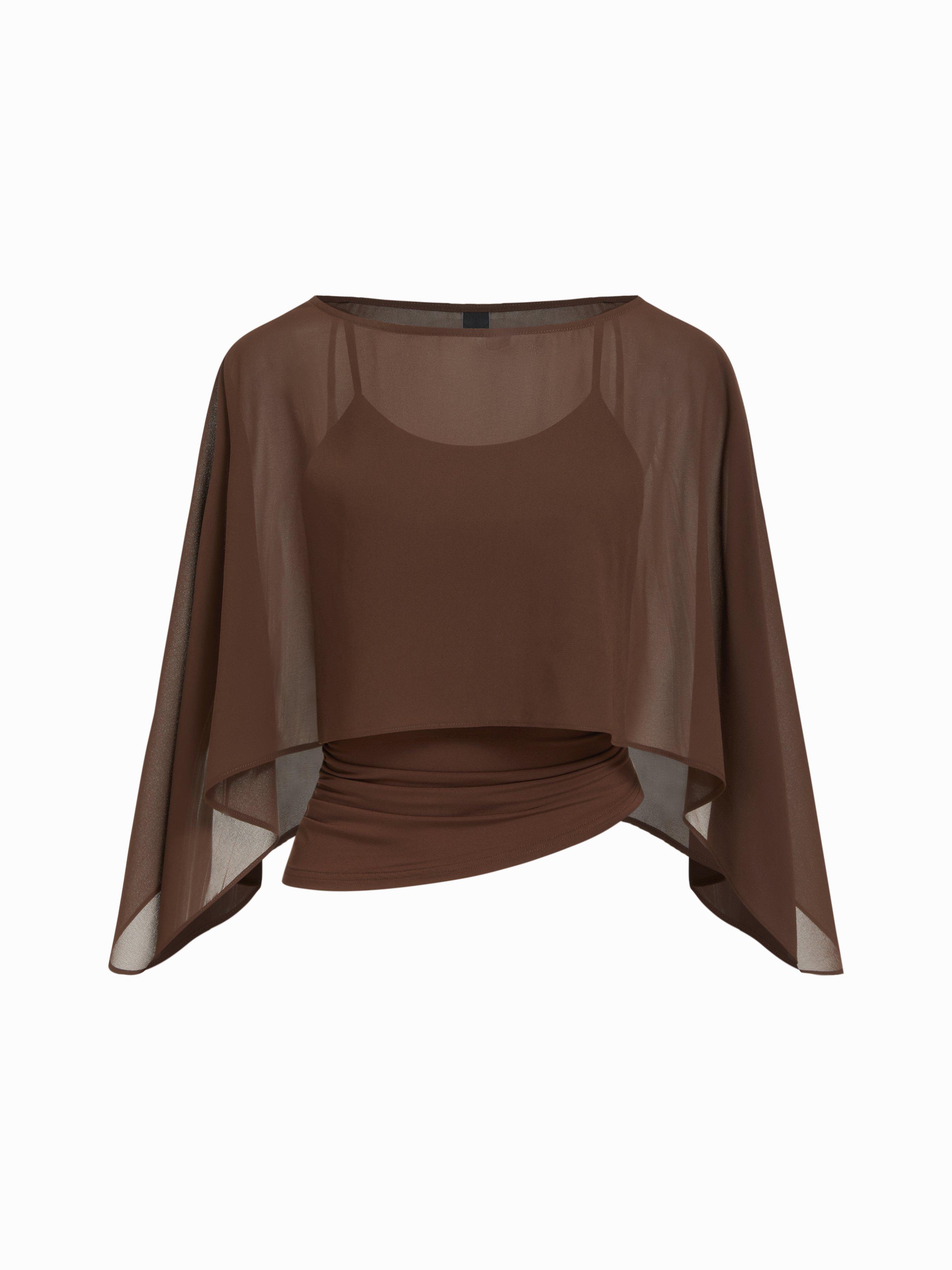 Ruched Cami Top & Chiffon Boat Neck Cape by CIDER